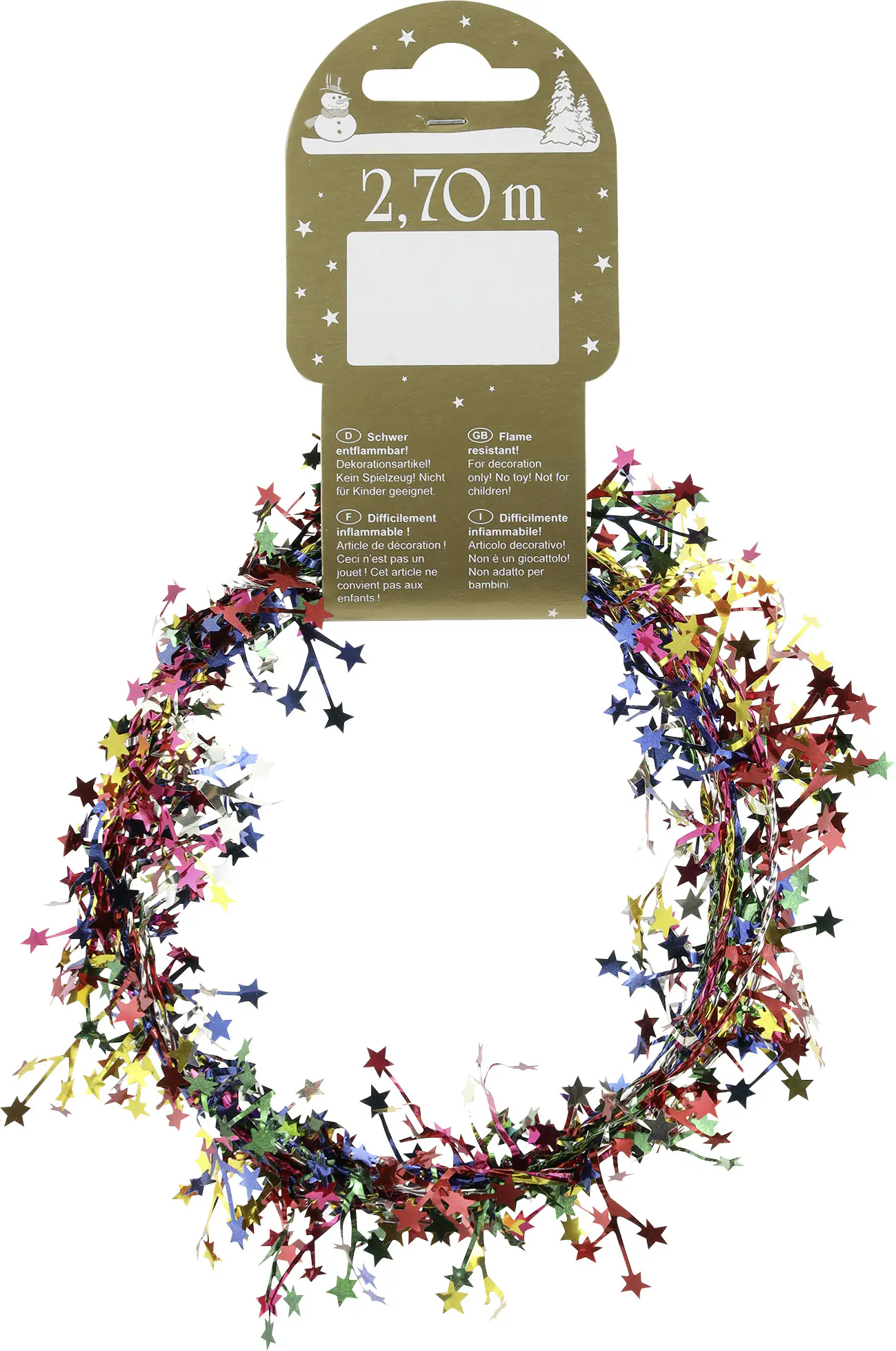 Girlande im Sternchenmotiv Kunststoff 270 cm bunt