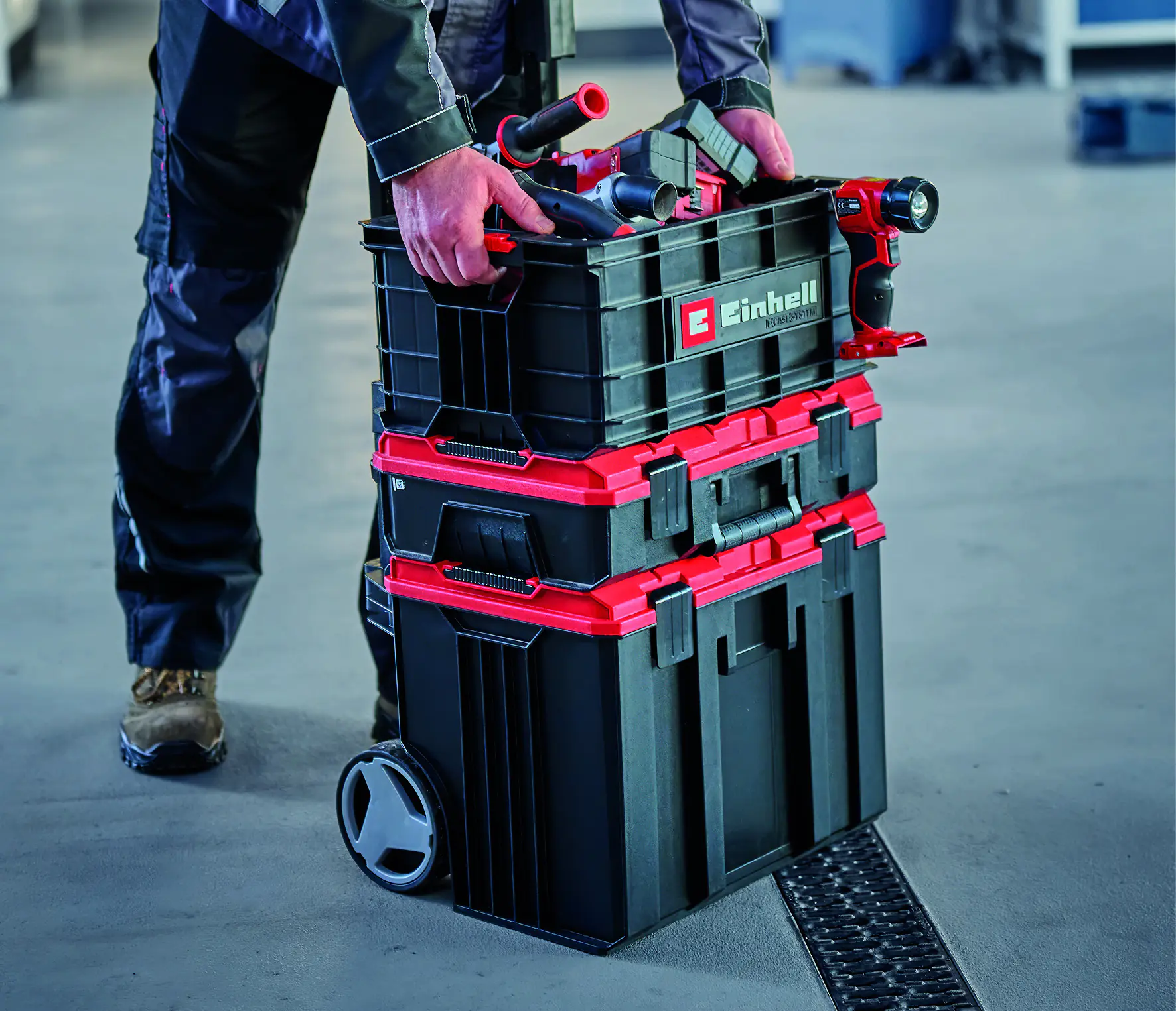 Einhell Werkzeugkiste E-Case Kunststoff 90 kg mit Seitengriffen Einhell Werkzeugkiste E-Case Kunststoff 90 kg mit Seitengriffen
