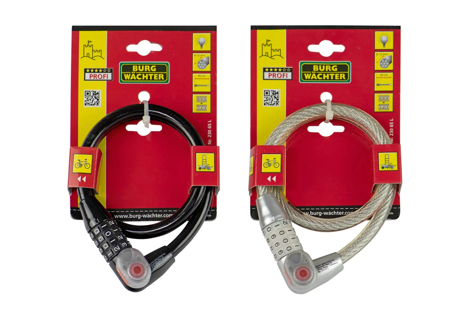 Burg Wächter Seilschloss  230 65 650mm Ø 12mm schwarz oder silber