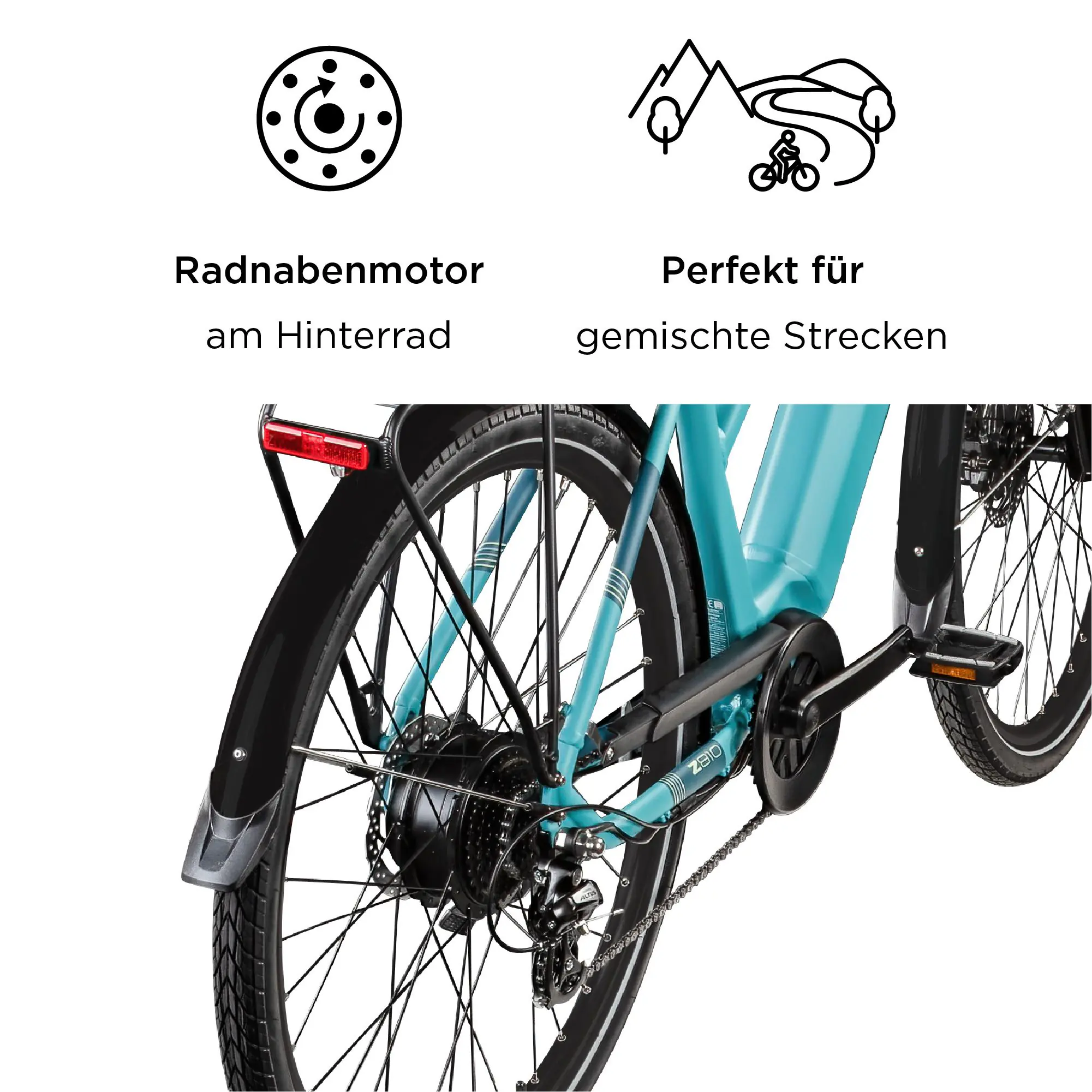 Zündapp E-Bike Z810 Trekking 28 Zoll 8-Gang 550 Wh türkisblau