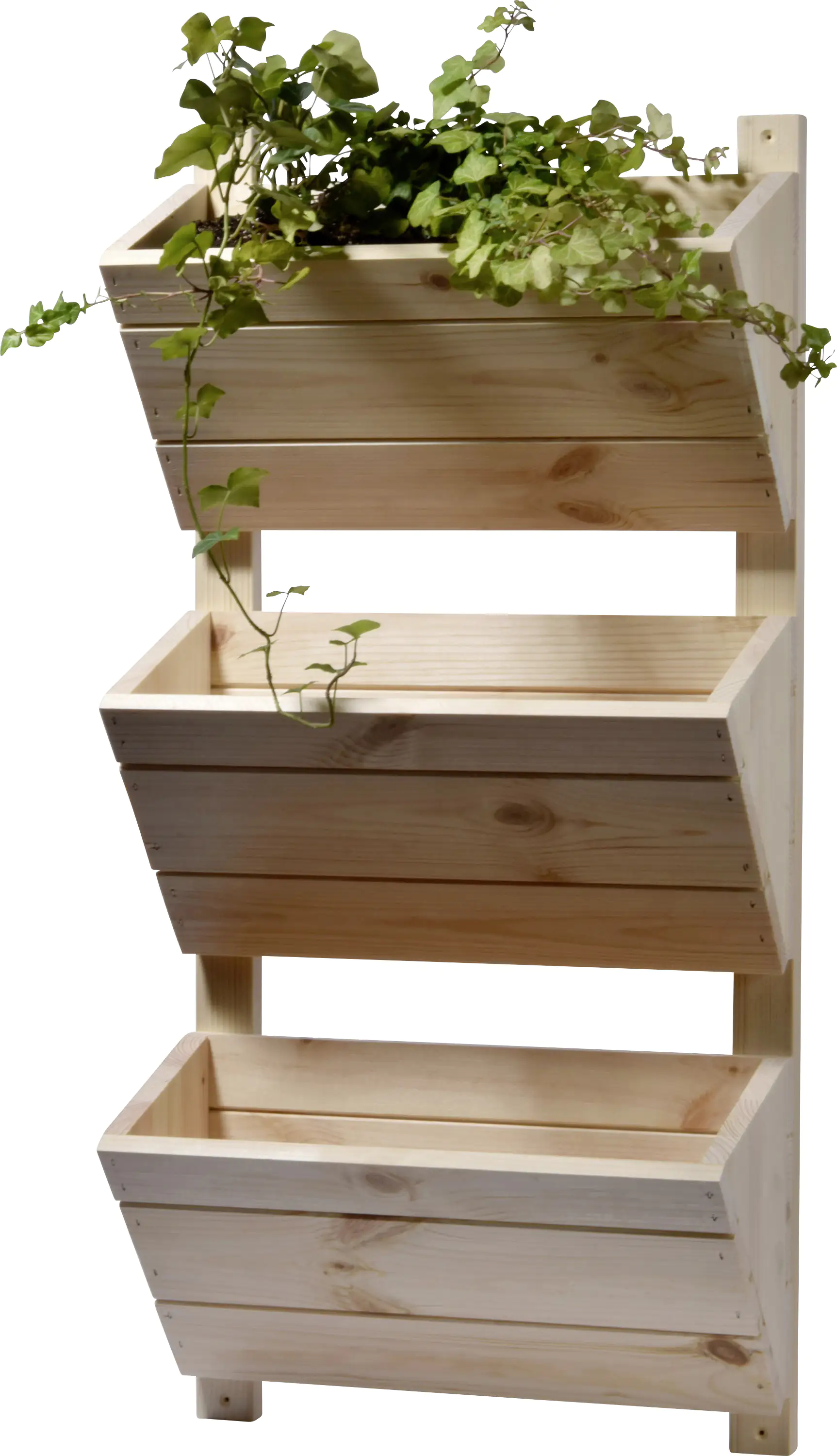 Dobar 3-stufiges Wand-Pflanzbeet natur 38 x 17,5 x 79 cm