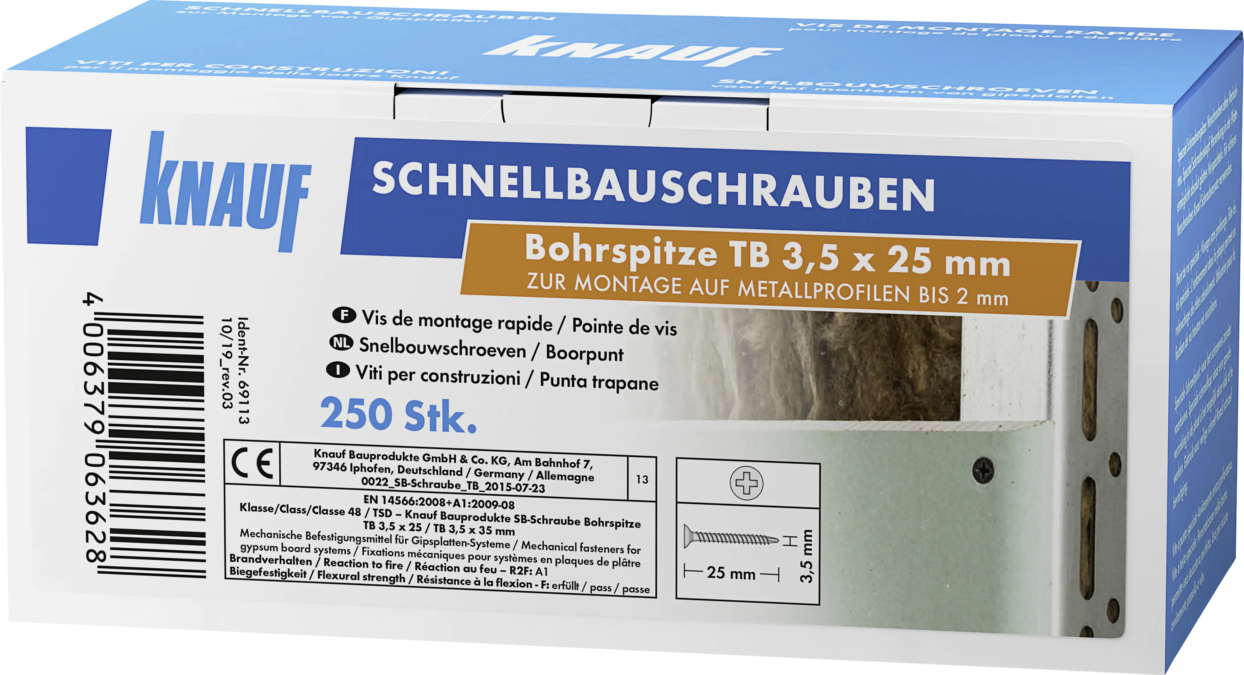 Knauf Schnellbauschrauben 3,5 x 25 mm, PH 1, 250 Stück