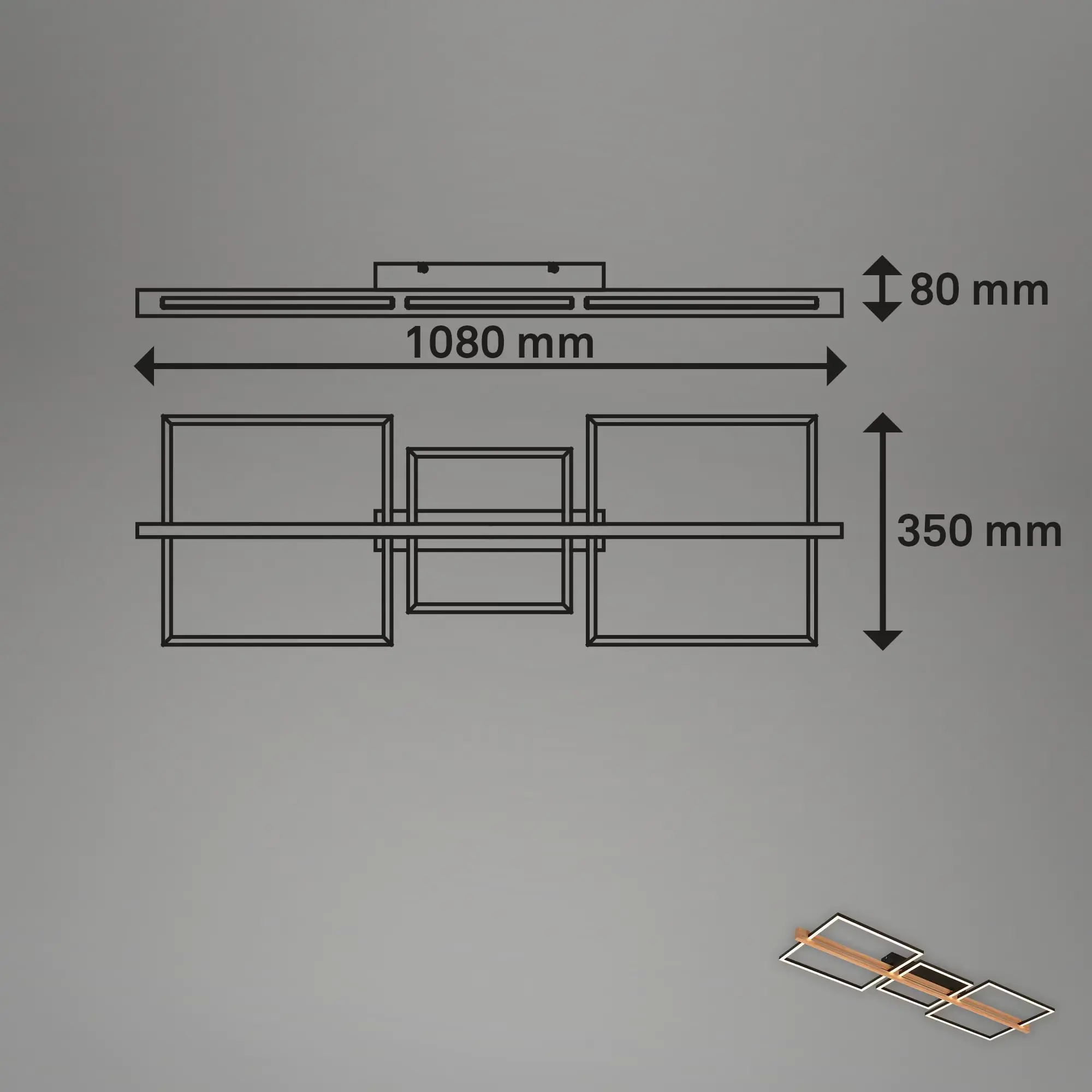 Briloner LED-Deckenleuchte MOLDURA  schwarz Holz 36W Briloner LED-Deckenleuchte MOLDURA  schwarz Holz 36W