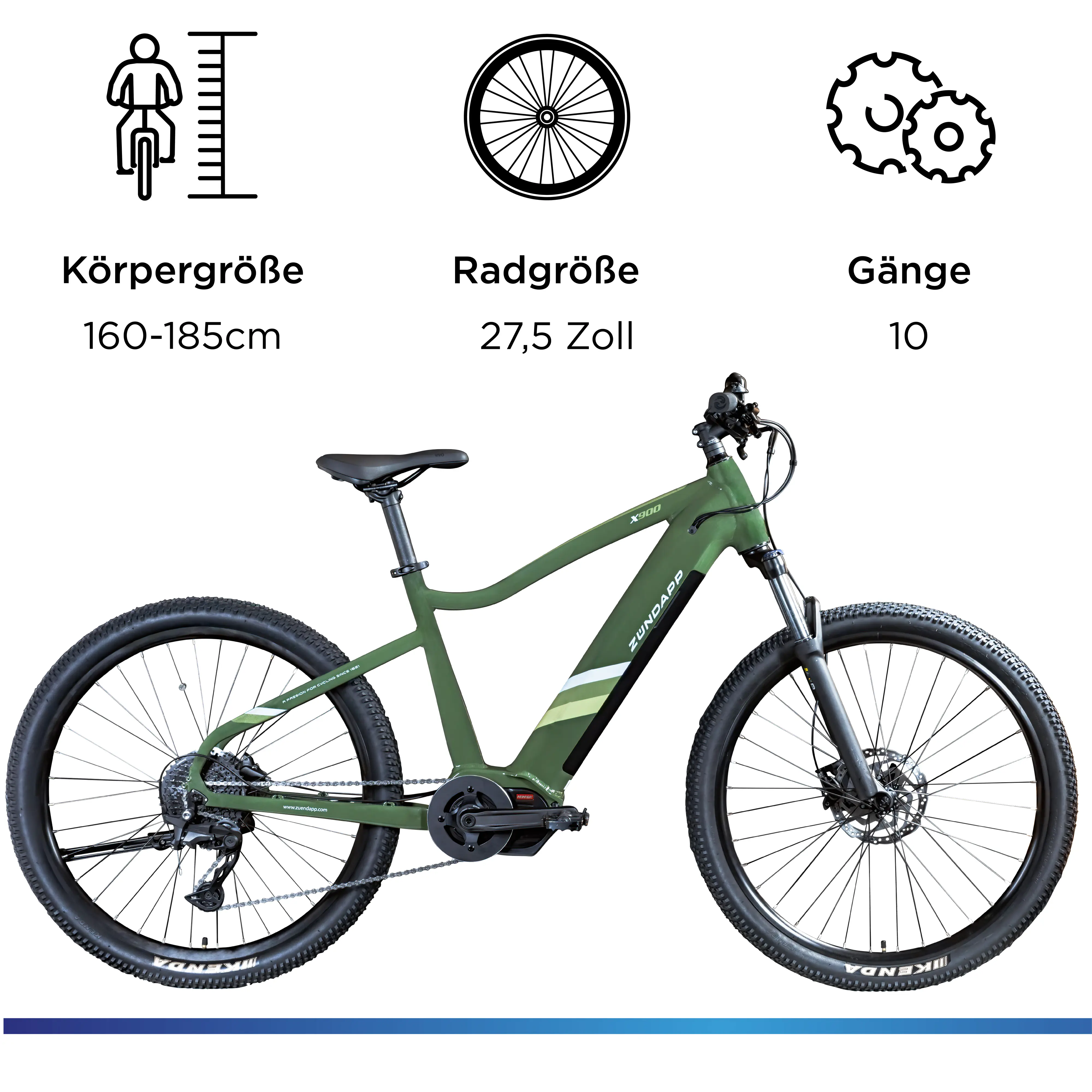 Zündapp E-Bike MTB X900 27,5 Zoll 10-Gang 733 Wh khaki