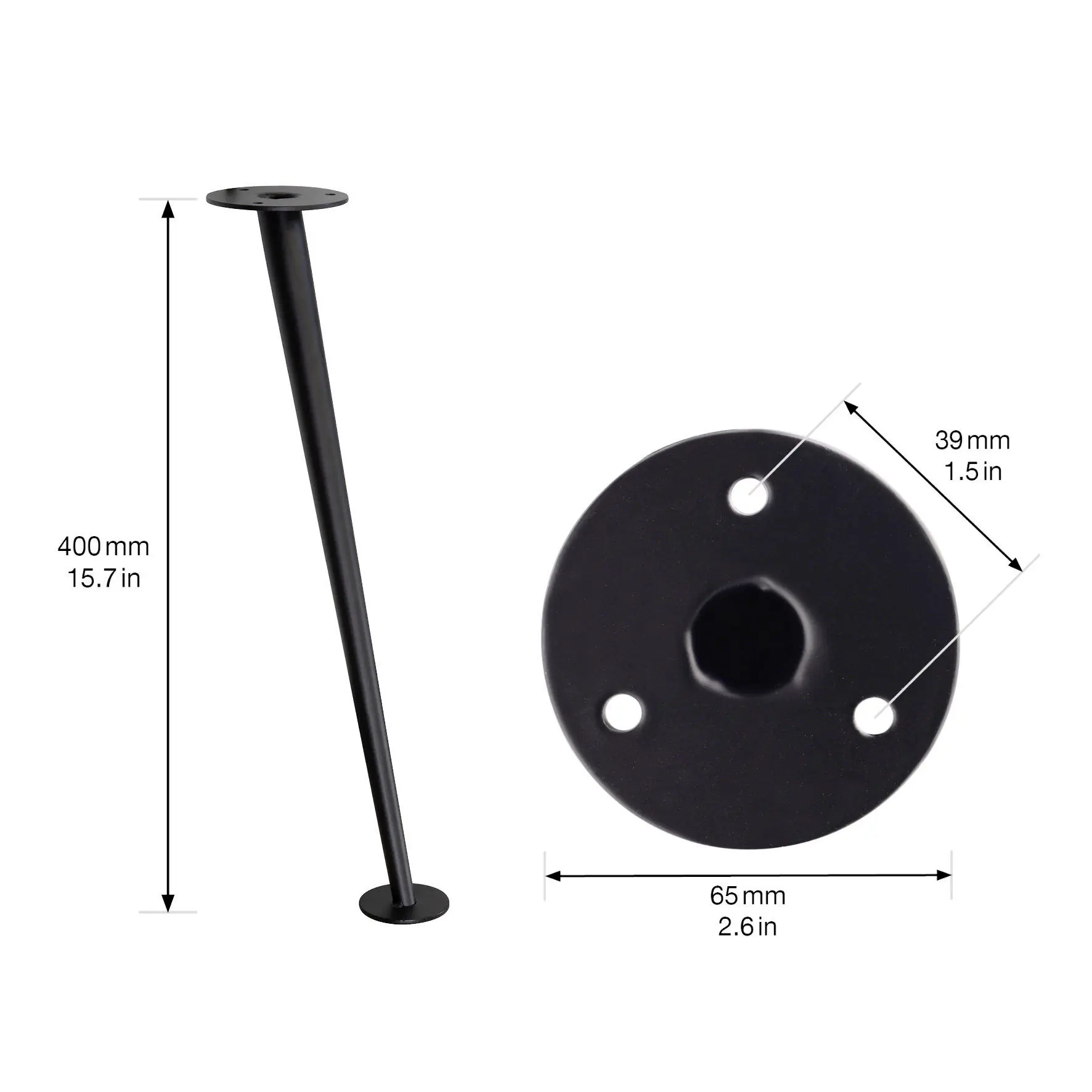 Wagner Möbelfuß ST 5540 Stahl Ø 7 x 40 cm schwarz - 1 Stück