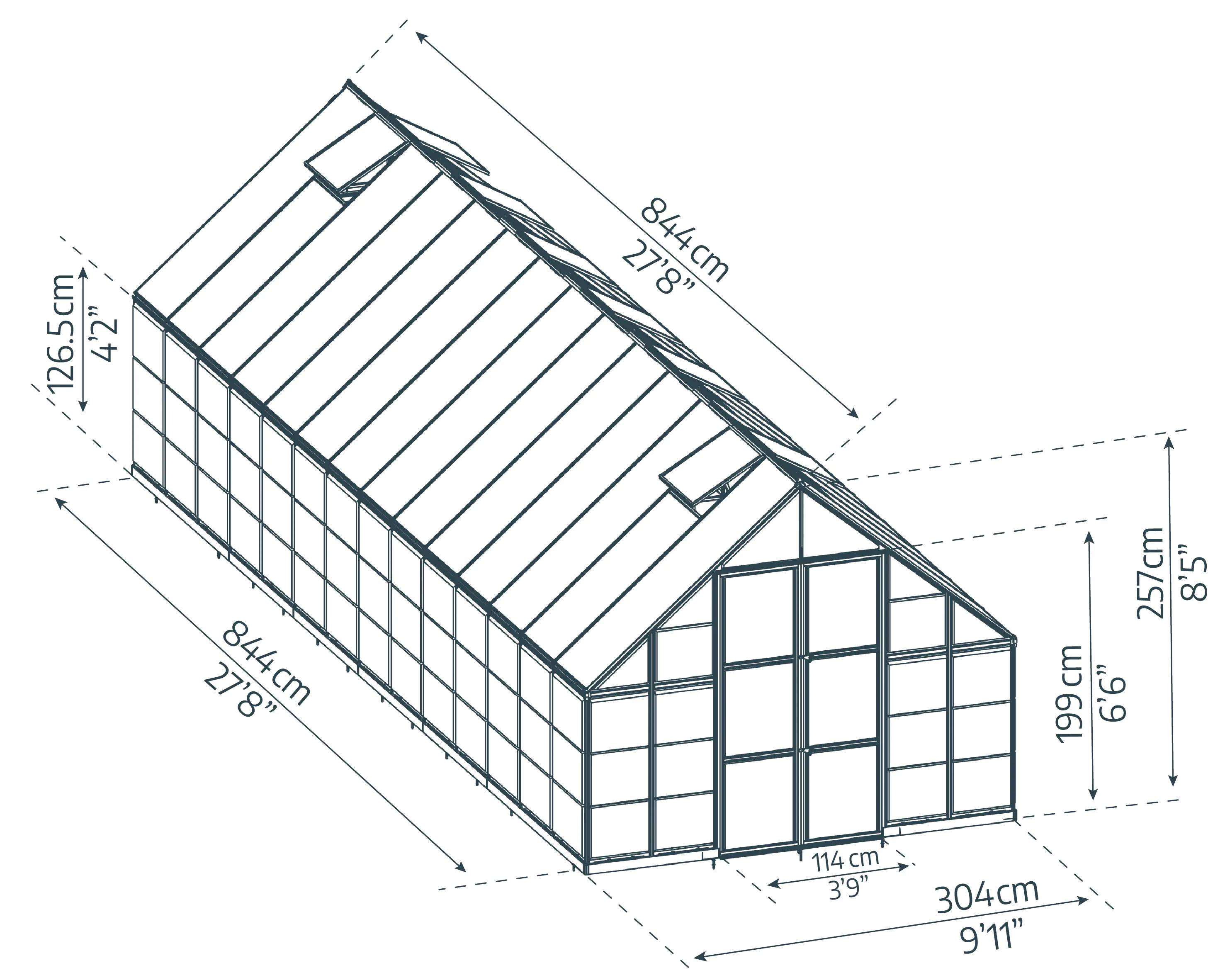 Canopia Gewächshaus Balance Alu silber 844 x 304 cm