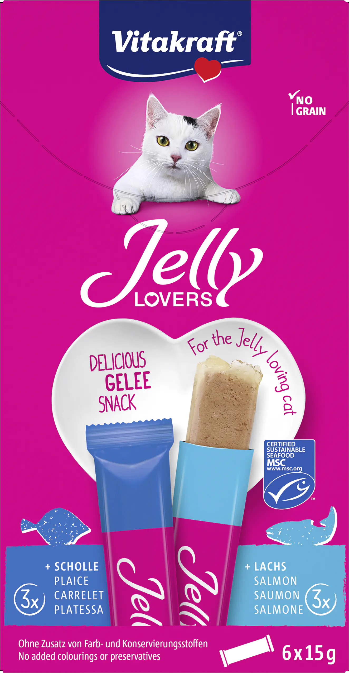 Vitakraft Jelly Lovers Katzensnack Lachs +Scholle 6 x 15 g 