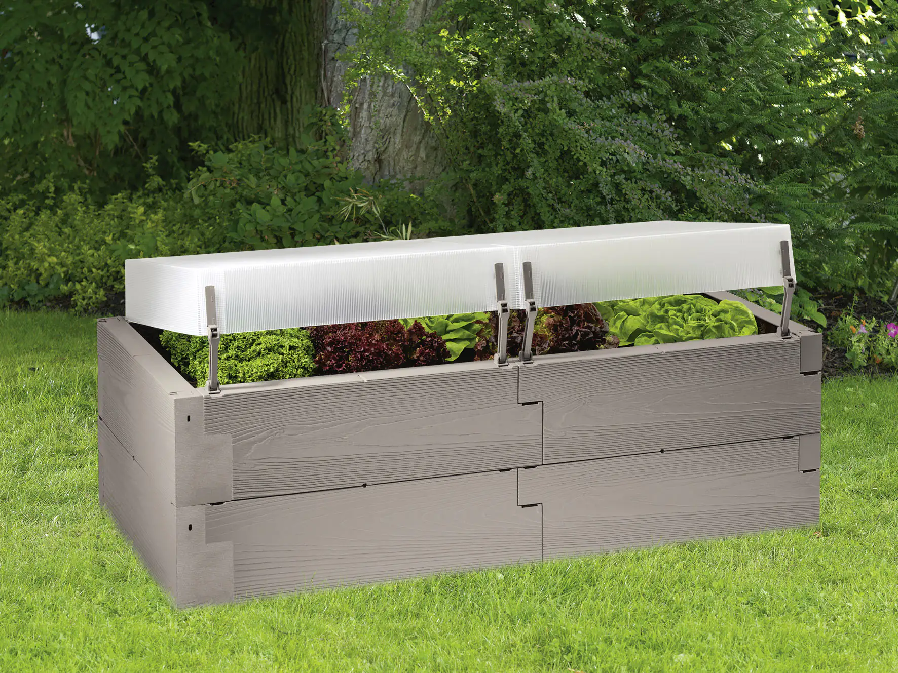Gardenstar Hochbeet Woody Set 130 x 60 x 52 cm, inkl. 2 Thermohauben