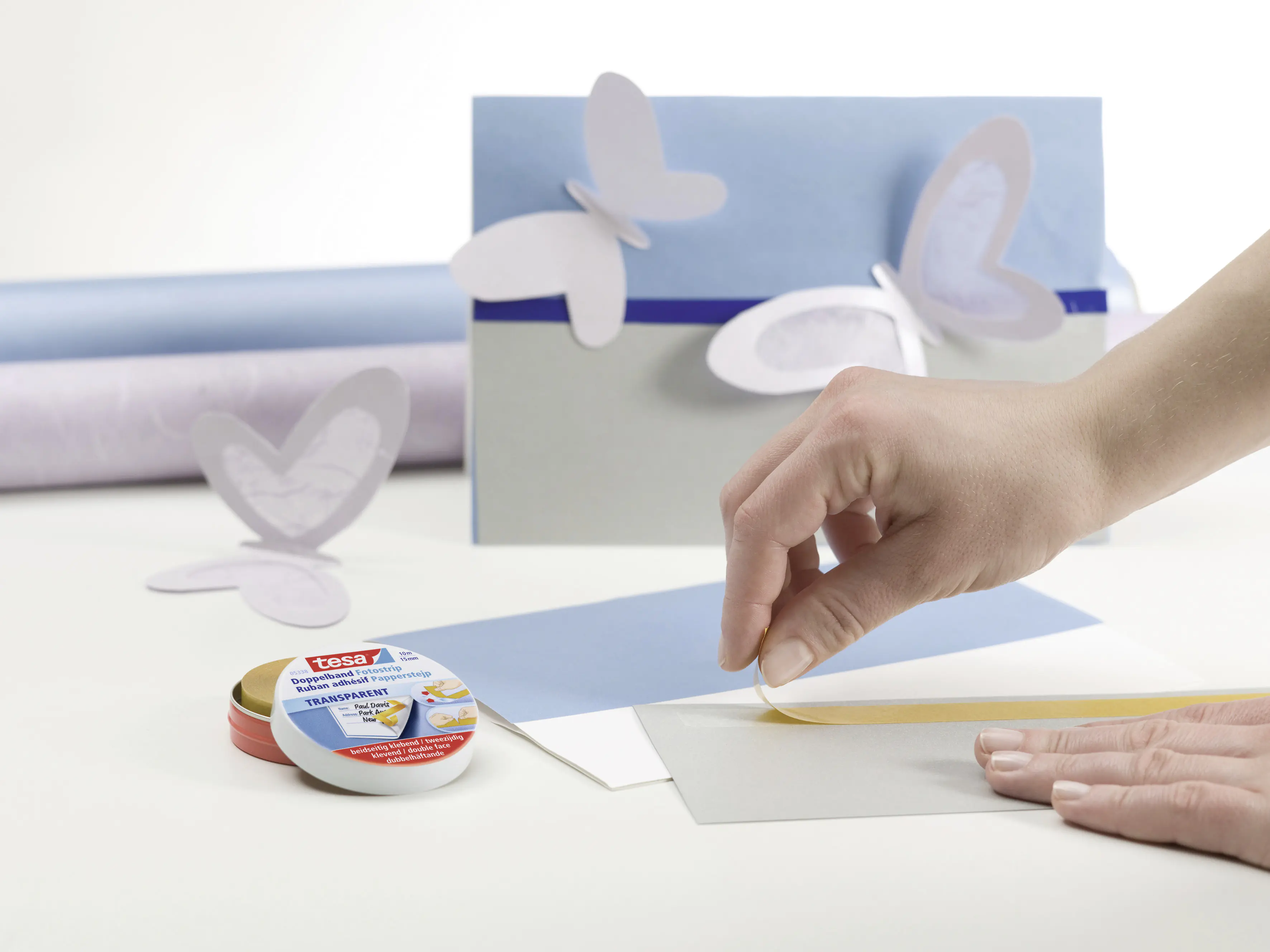 tesa doppelseitiges Klebeband 10 m x 15 mm, transparent