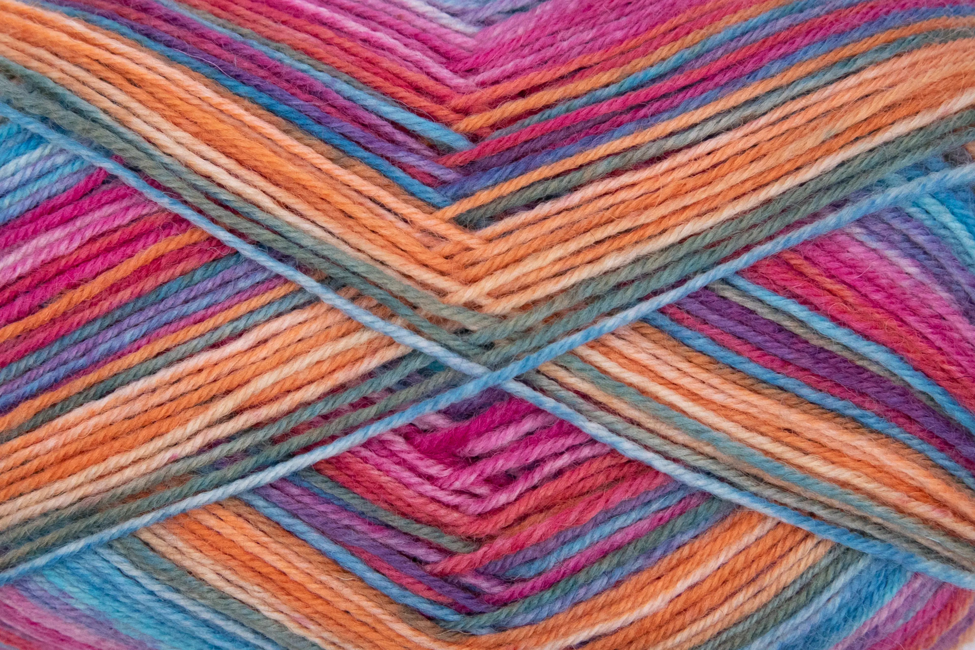 Gründl Sockenwolle Hot Socks 100 g 4-fach, türkisblau-himbeerrot-orange-meeresgrün