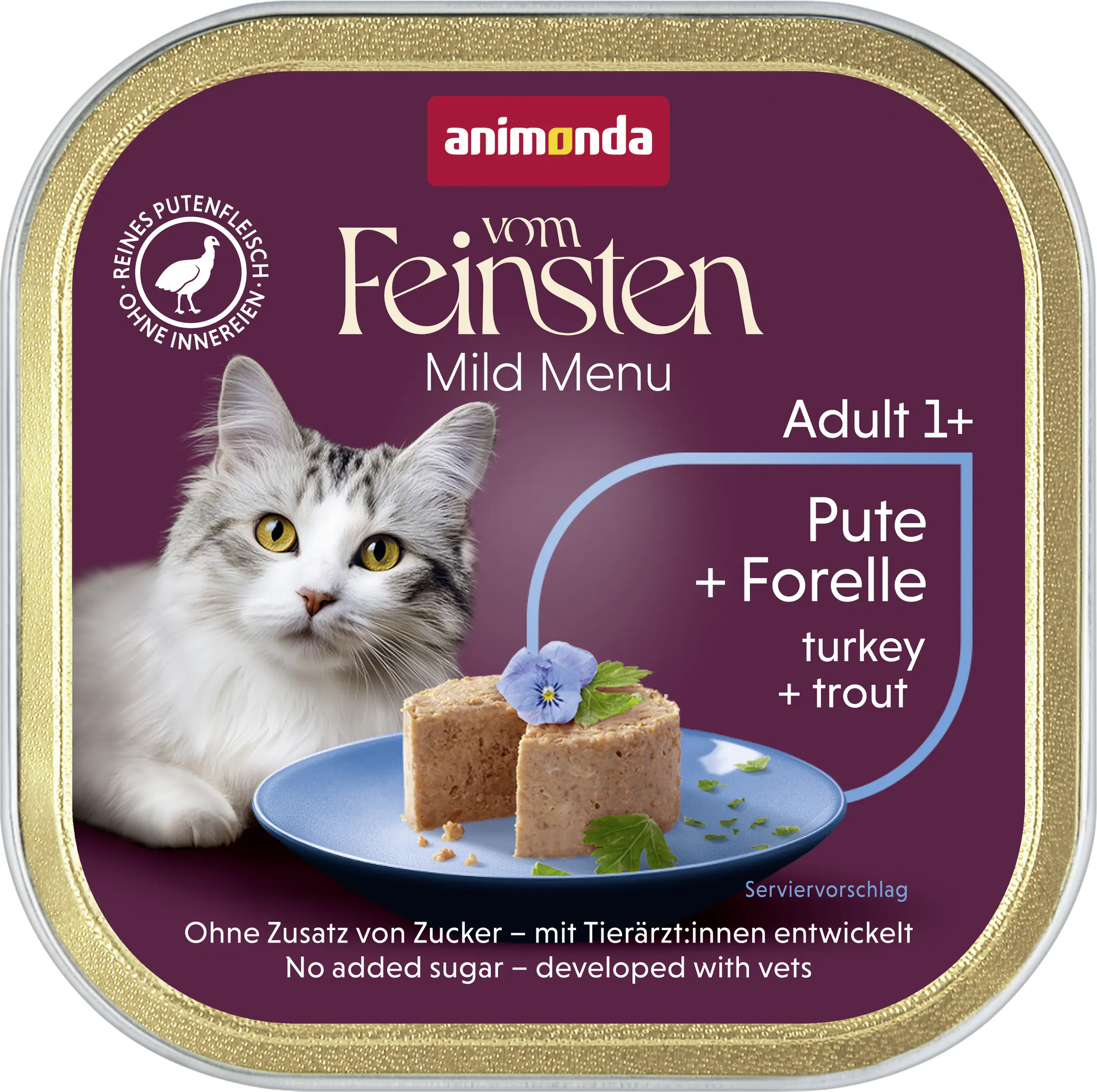 Vom Feinsten Katzennassfutter Mildes Menü Pute & Forelle, 100g