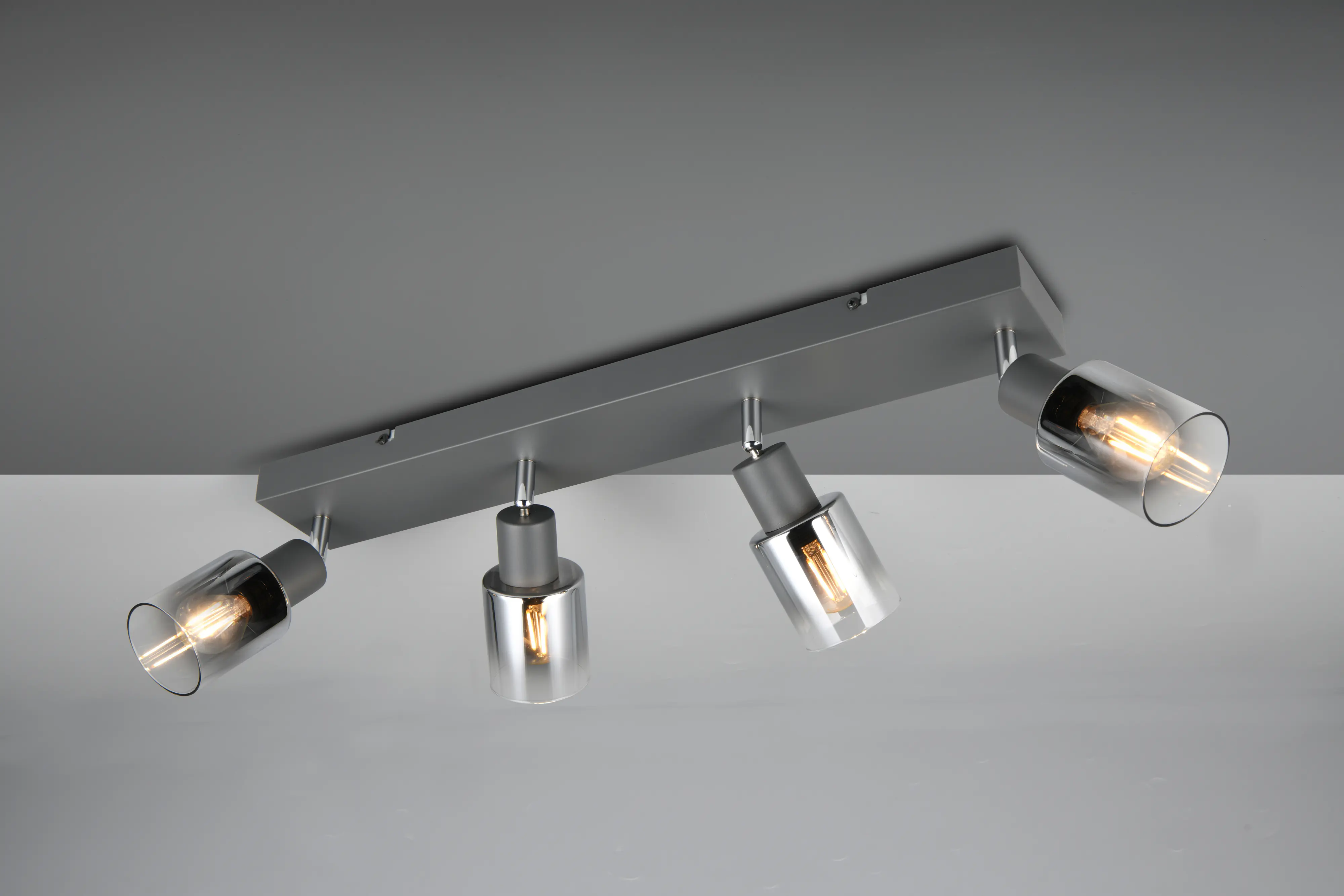 Reality Deckenstrahler 4er Spot Cadiz E14  schwarz Metall Glas