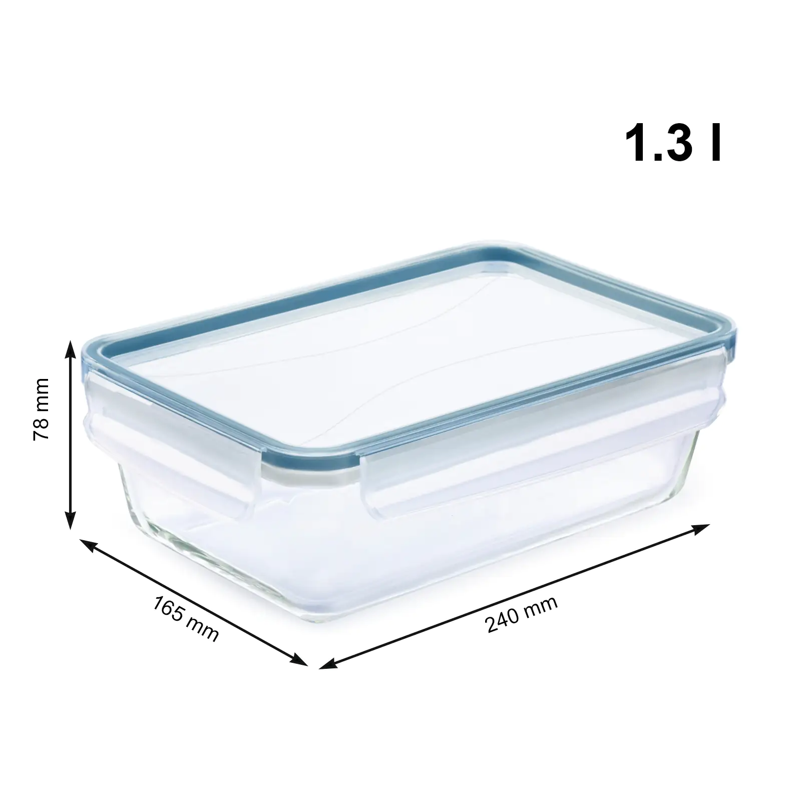 Rotho Kühlschrankdose Glas CLIC & LOCK 1,3 L, 3er Set