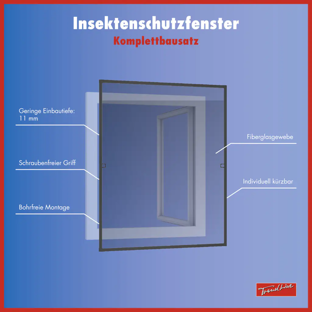 TrendLine Fliegenschutz-Fenster 120 x 150 cm schwarz/anthrazit kürzbar