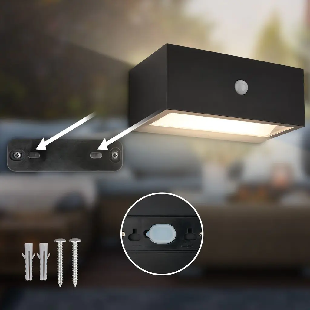 Briloner LED Akku-Außenwandleuchte Dogu schwarz 6,5W 700lm warmweiß Bewegungssensor