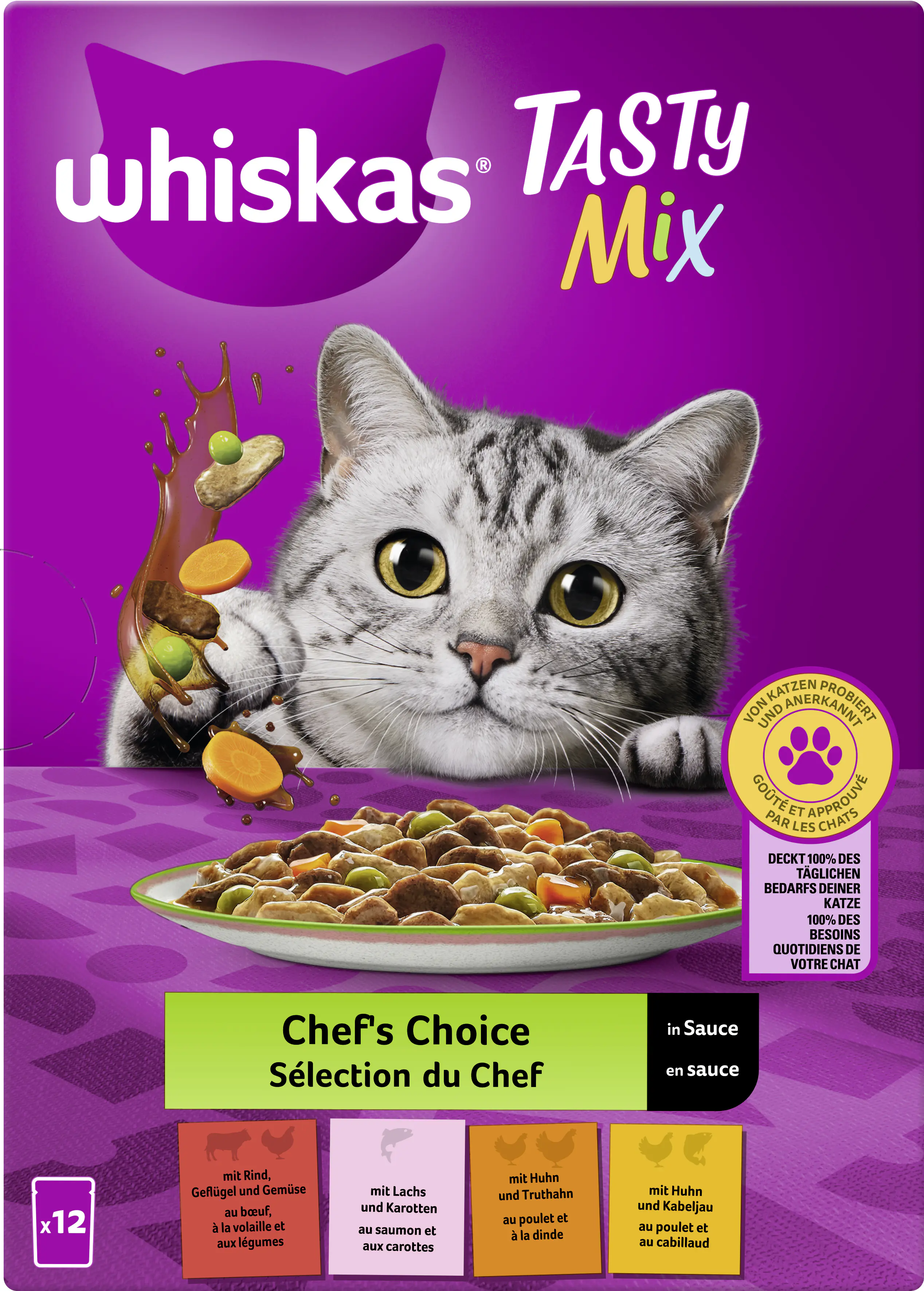 Whiskas Multipack Chefs Choice Tasty Mix Katzenfutter 12 x 85 g