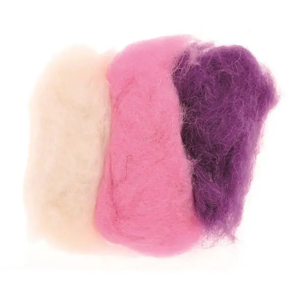 Glorex Schafwolle rosa lila mix 3 x 10 g