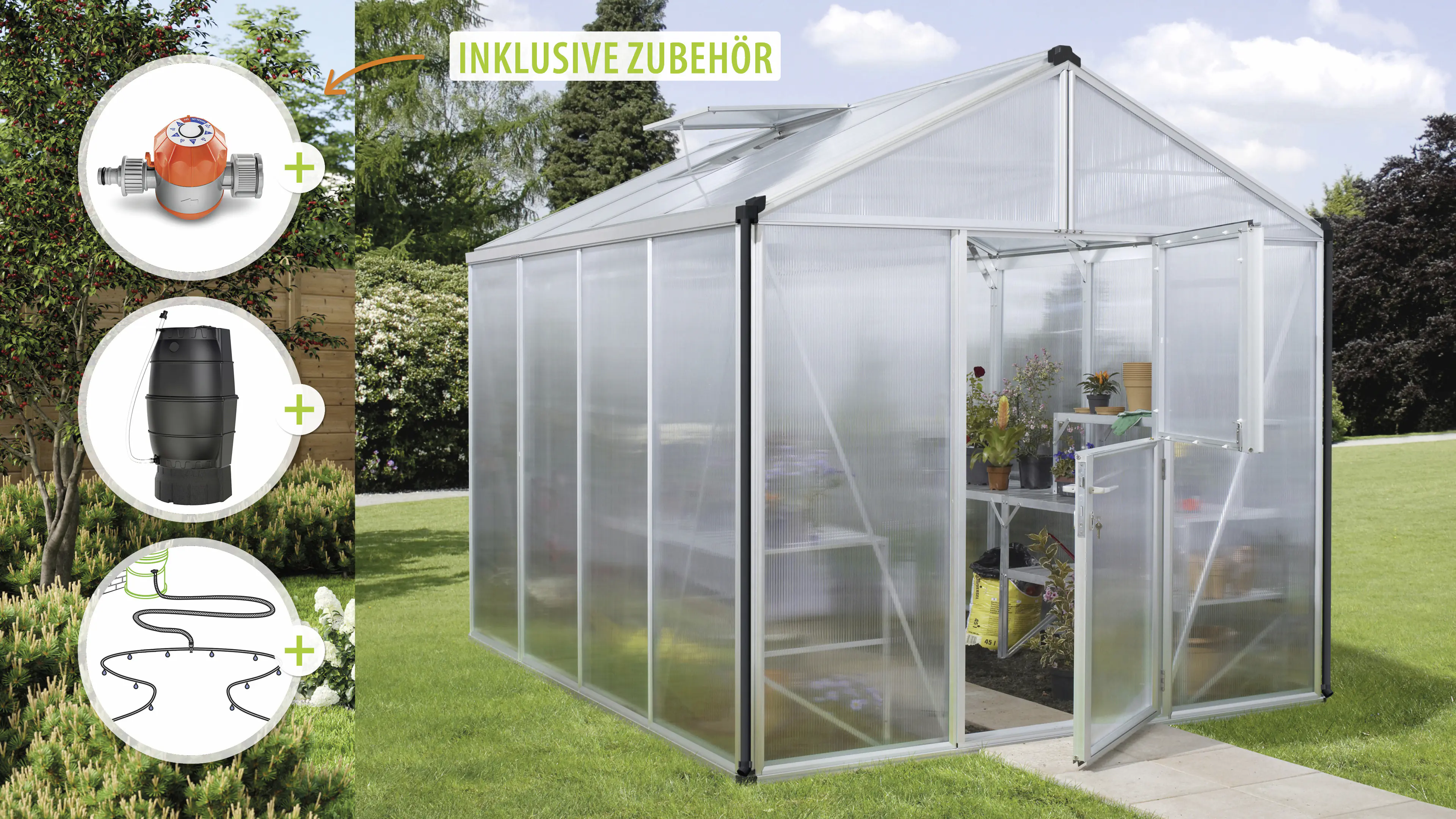 Vitavia Gewächshaus-Set Zeus 8100 HKP 16 mm alu 266 x 324 cm 