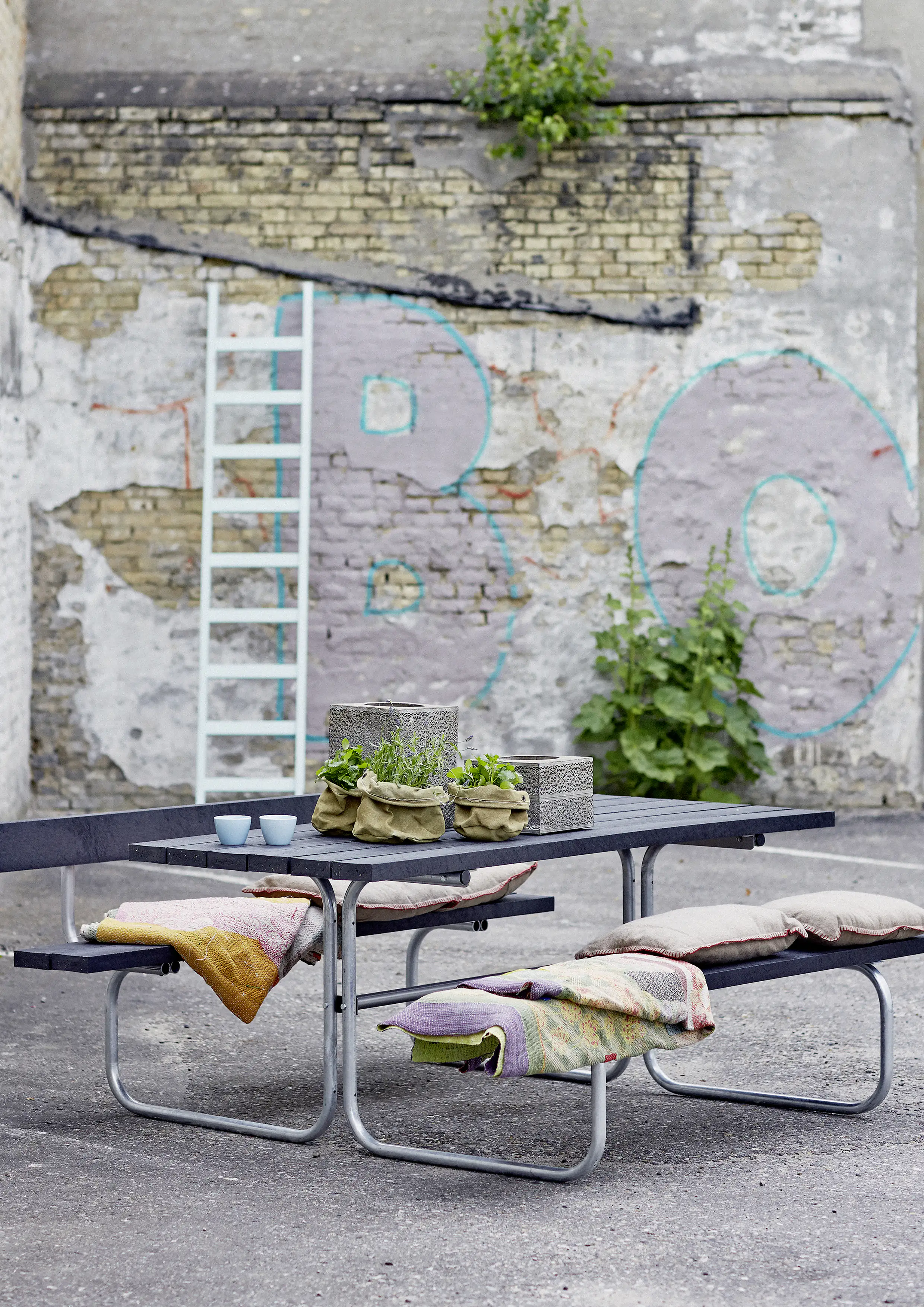 Plus Kombimöbel Classic 180 x 155 x 73 cm Kunststoff, schwarz strukturiert