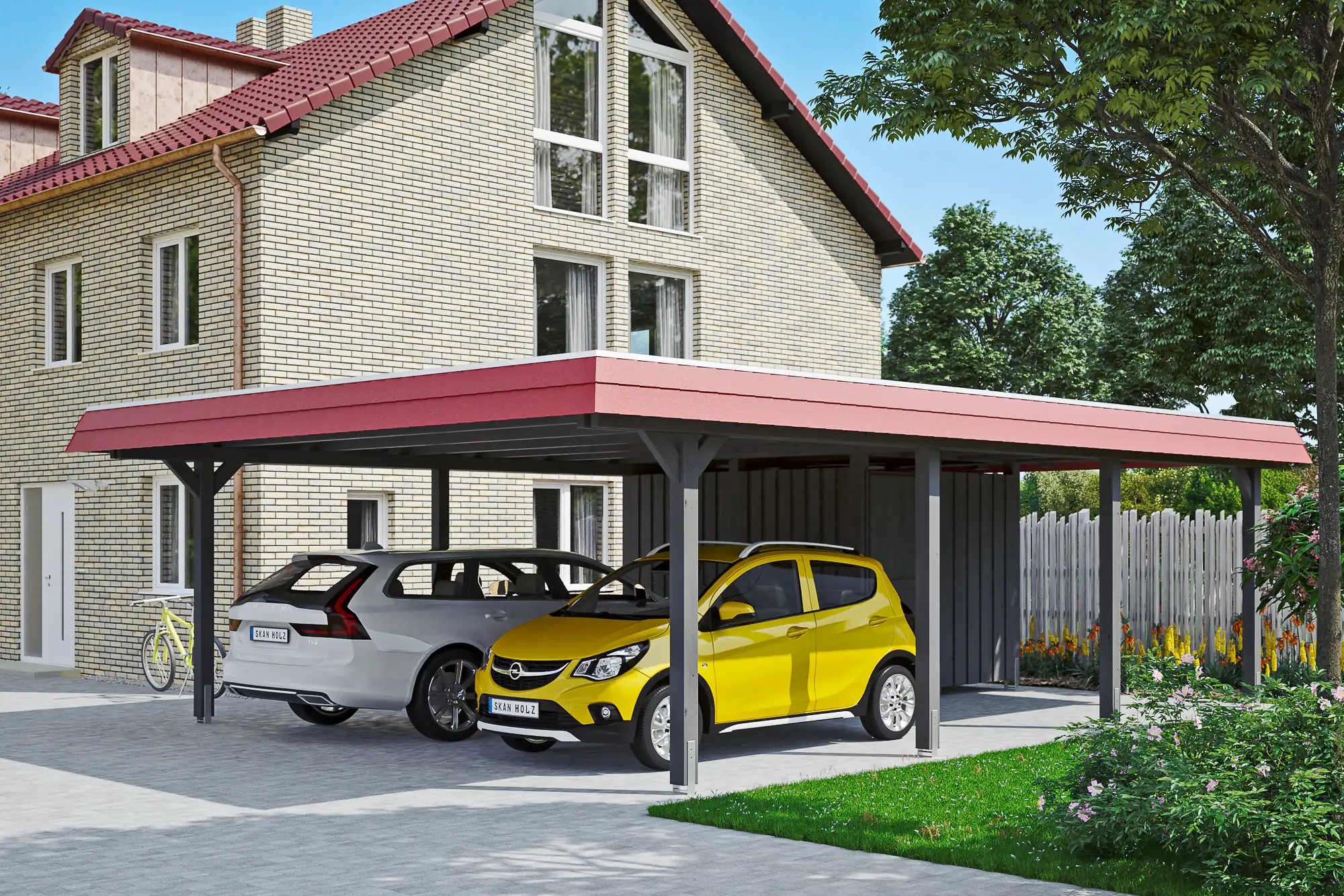 4018211032037 SKAN HOLZ Carport Wendland mit Abstellraum 630 x 879 cm mit Aluminiumdach