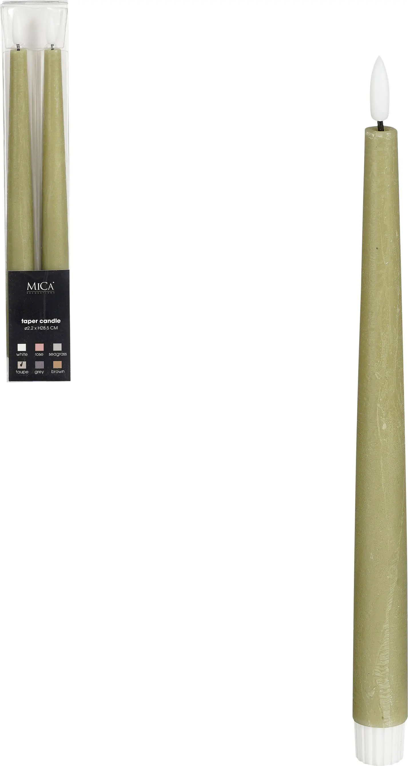 Mica Decorations LED Spitzkerze taupe Ø 2 x 29 cm warmweiß - 2 Stk.