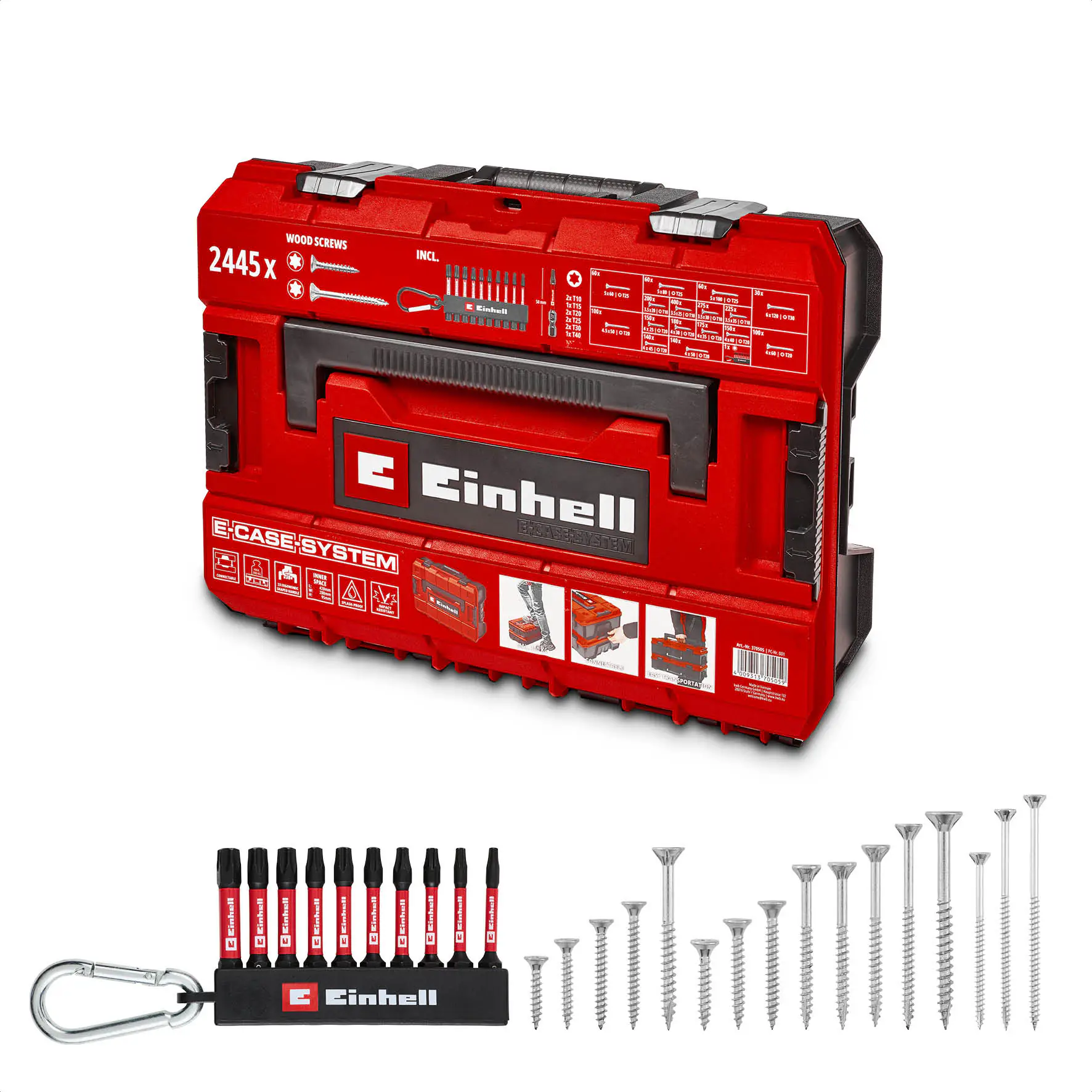 Einhell Schraubenset mit Bits in E-Case-Koffer 2.445-teilig