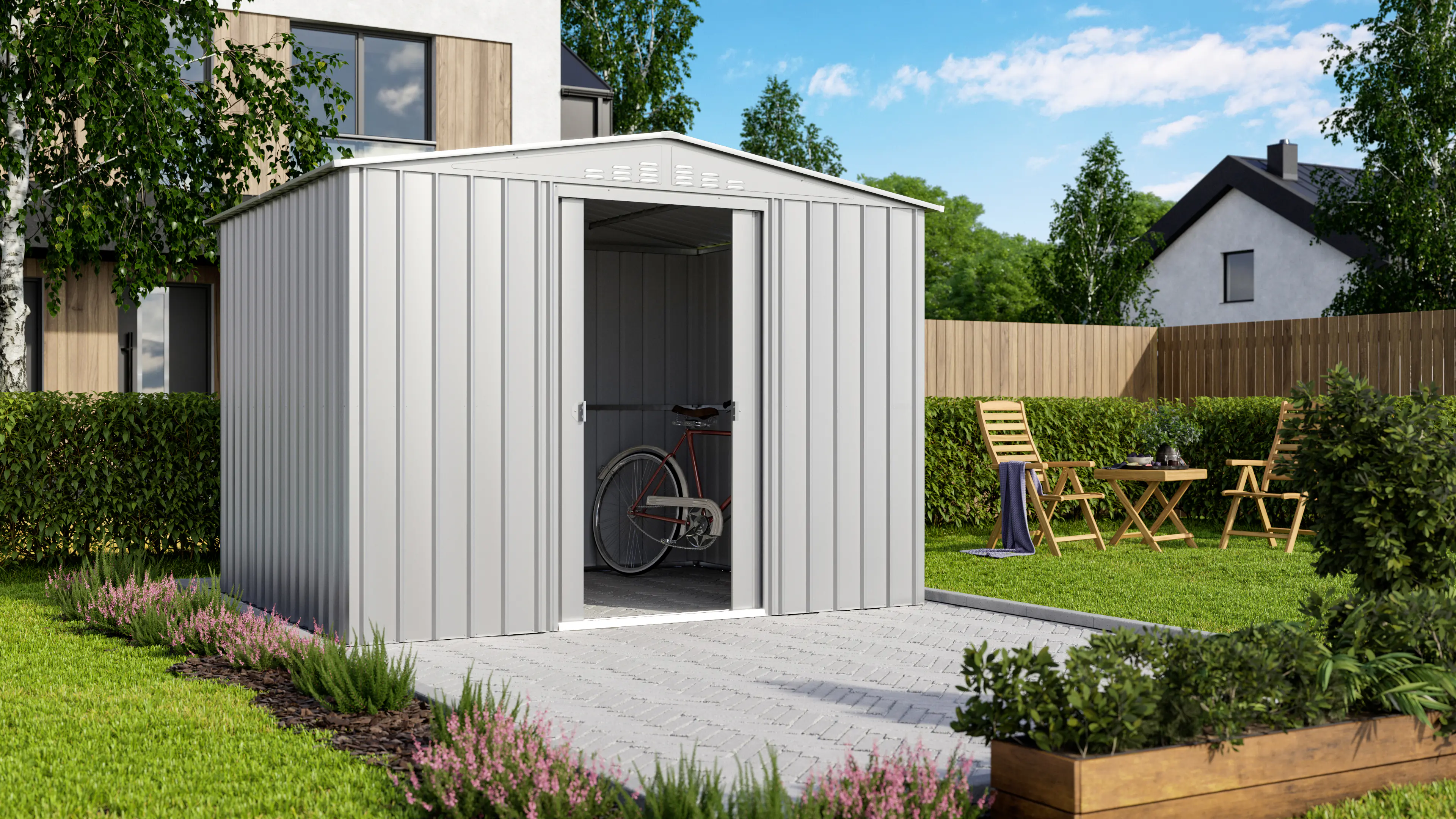 Globel Metallgerätehaus Tower 108 308 x 247 x 225 cm silber-metallic