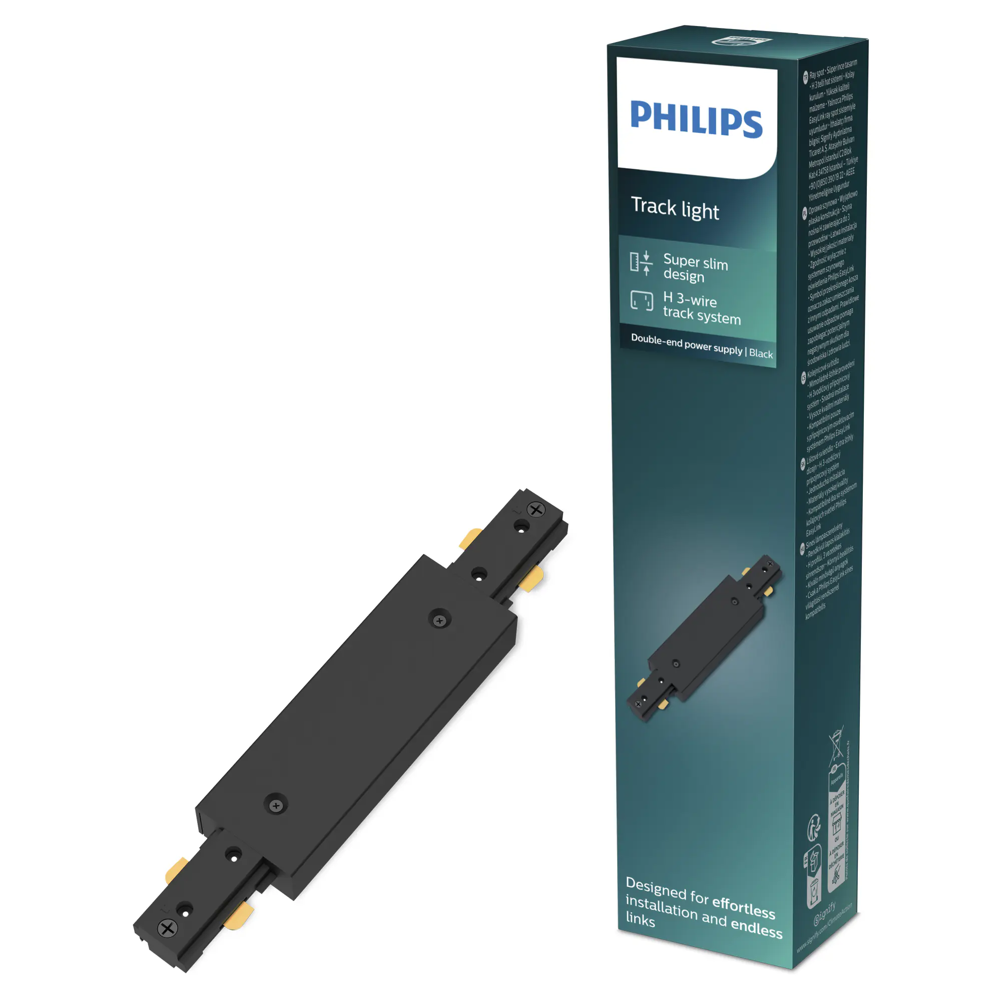 Philips EasyLink Stromverbinder für Schienenleuchte doppelseitig schwarz Philips EasyLink Stromverbinder für Schienenleuchte doppelseitig schwarz