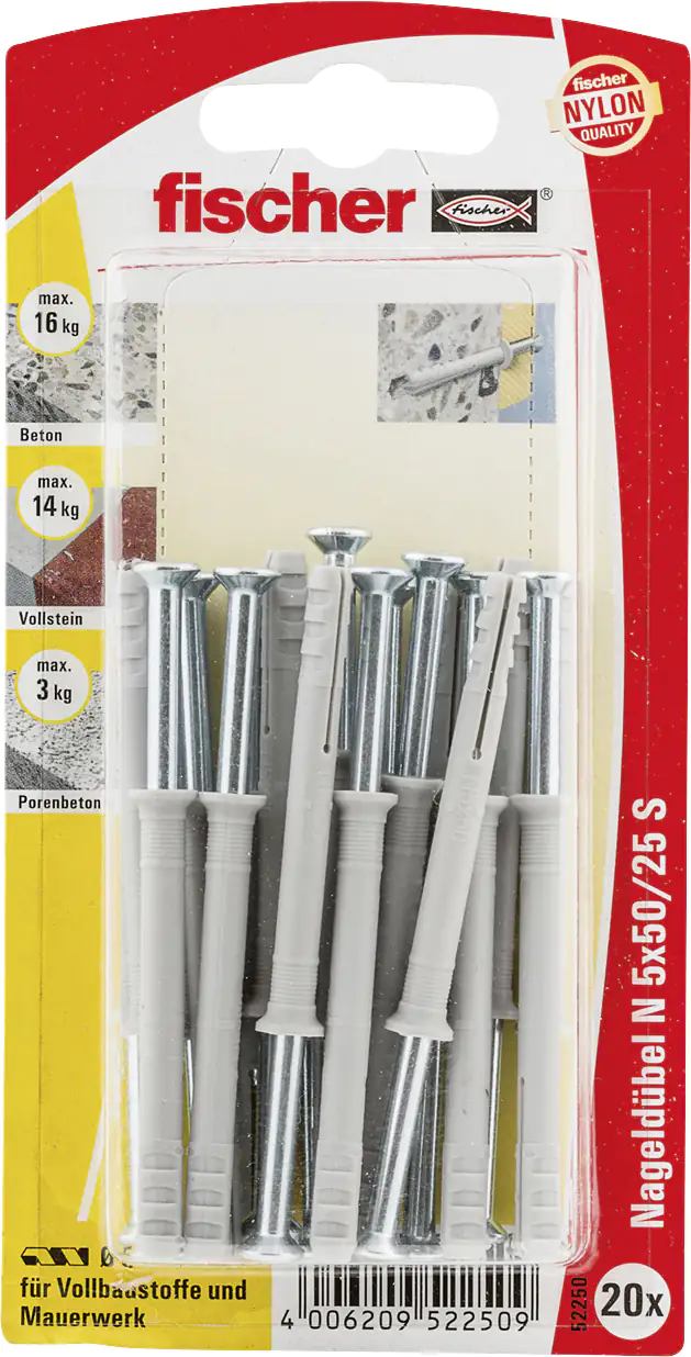 Fischer Nageldübel N 5.0 x 50 mm - 20 Stück