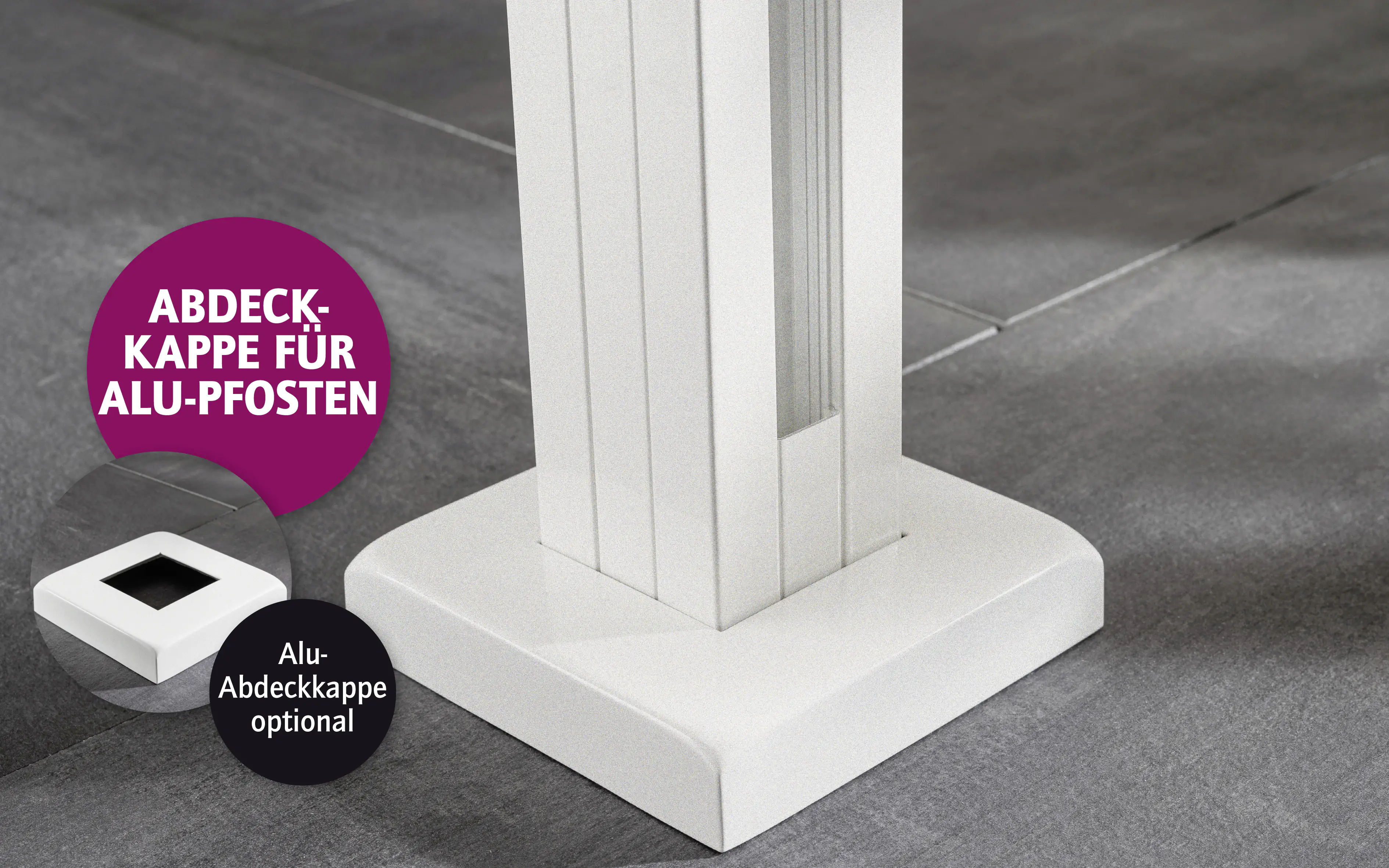 Ambiente Aluminium Abdeckkappe unten B x H: 14,5 cm x 14,5 cm, 28 mm stark Ambiente Aluminium Abdeckkappe unten B x H: 14,5 cm x 14,5 cm, 28 mm stark