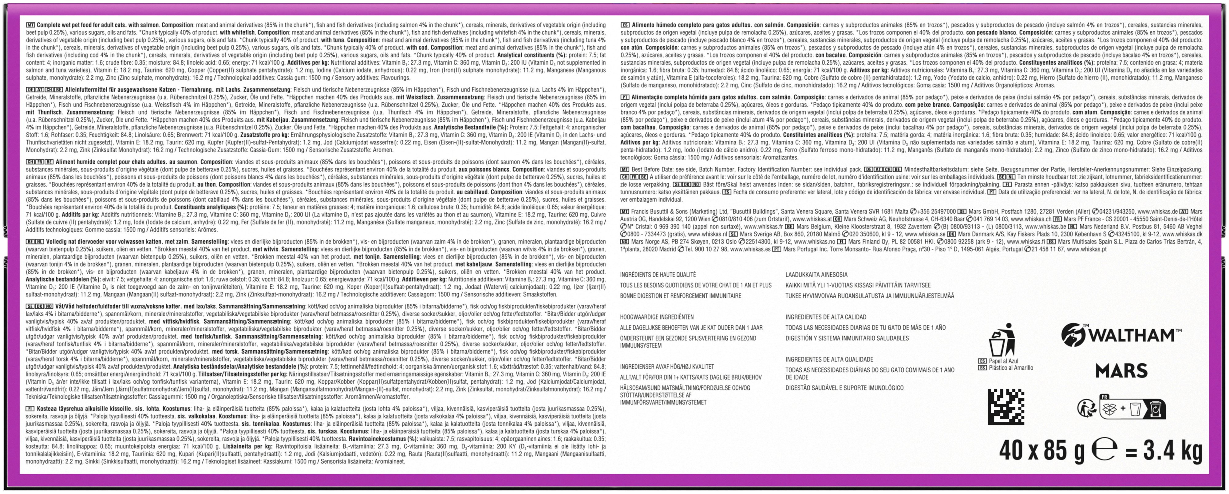 Whiskas Katzennassfutter Adult 40 x 85 g Fisch in Gelee 