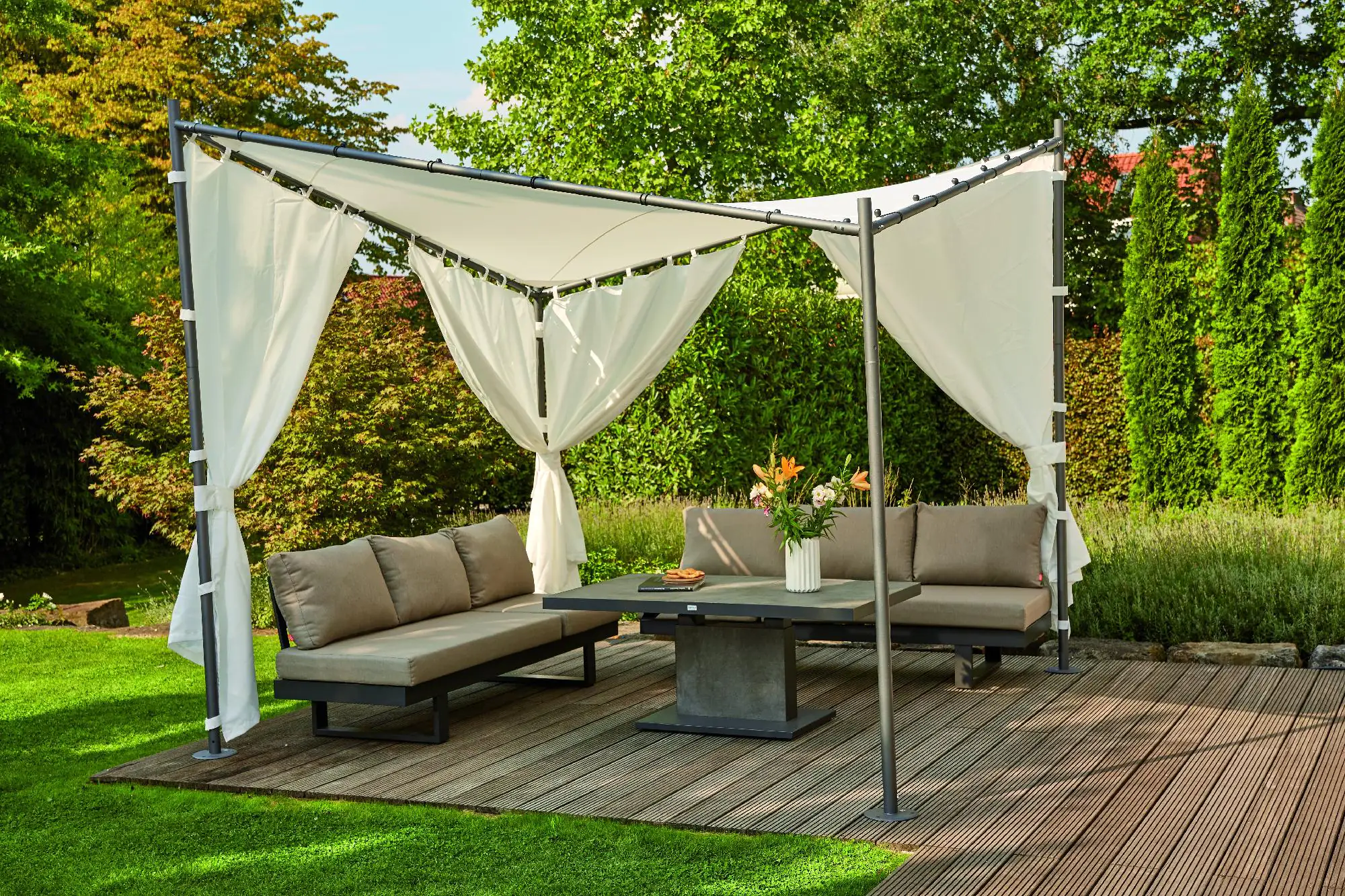 Siena Garden Seitenteile zu Pavillon Berlino 3 x 3 m weiß, 2 er Set