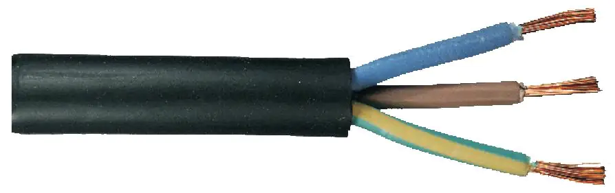 Gummileitung H07RN-F 3 x 1,5 - 1 Meter, schwarz