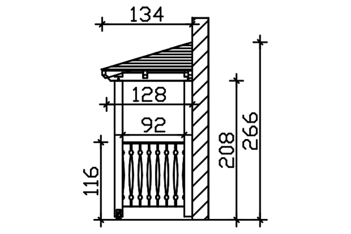 SKAN HOLZ Vordach Wismar Typ 6 351 x 134 cm, lasiert in Schiefergrau