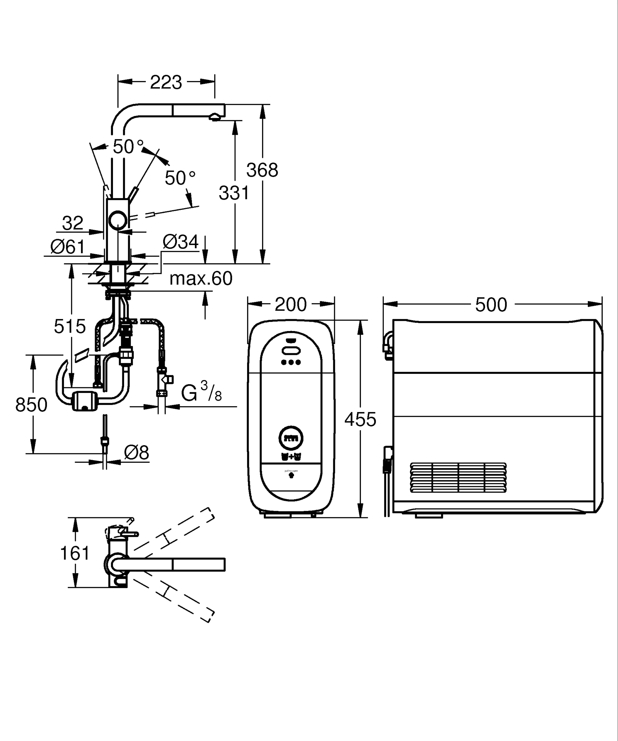 Grohe Blue Home L-Auslauf Starter Kit mit herausziehbarem Mousseurauslauf chrom Grohe Blue Home L-Auslauf Starter Kit mit herausziehbarem Mousseurauslauf chrom
