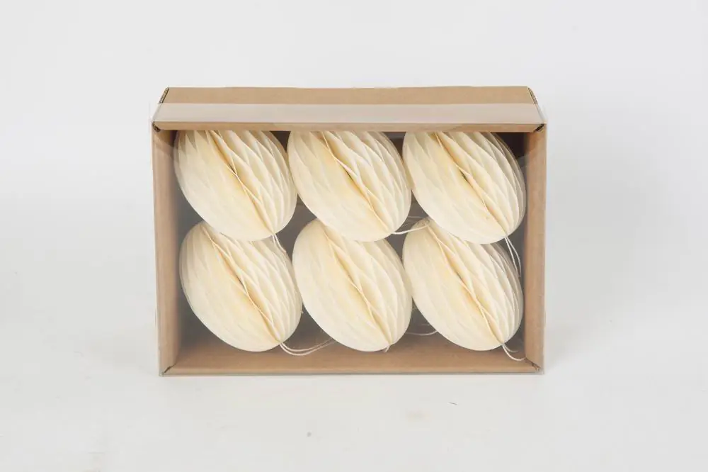 TrendLine Osterei Deko zum aufhängen Papier Ø 6 x 8 cm weiß 6er Set