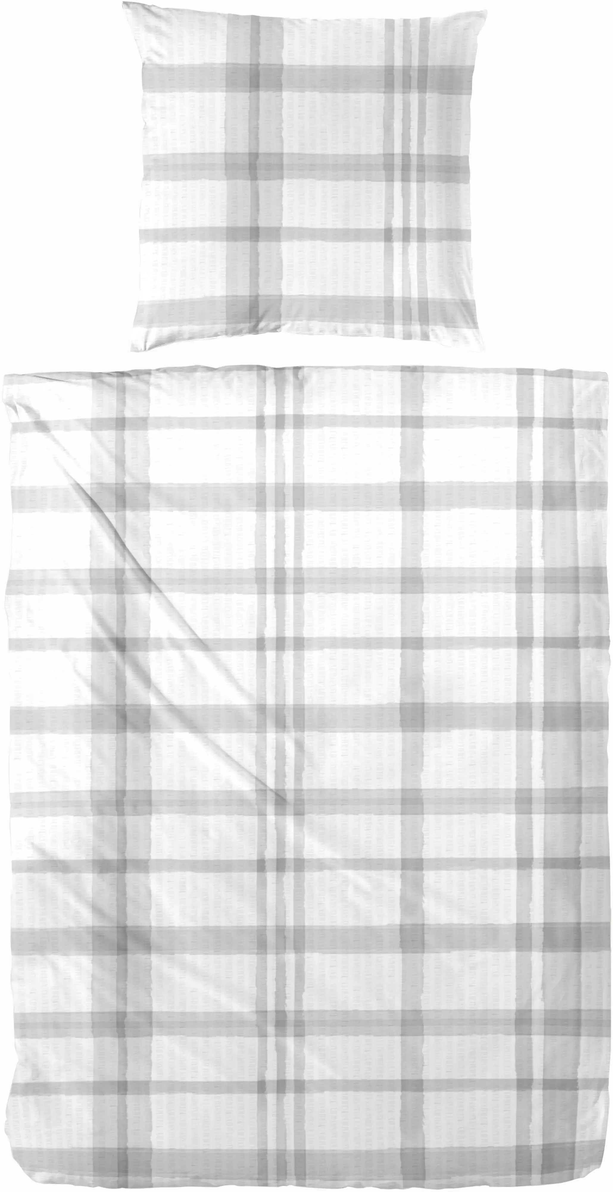 Baumwoll Seersucker Bettwäsche Karo 135 x 200 cm grau Baumwoll Seersucker Bettwäsche Karo 135 x 200 cm grau