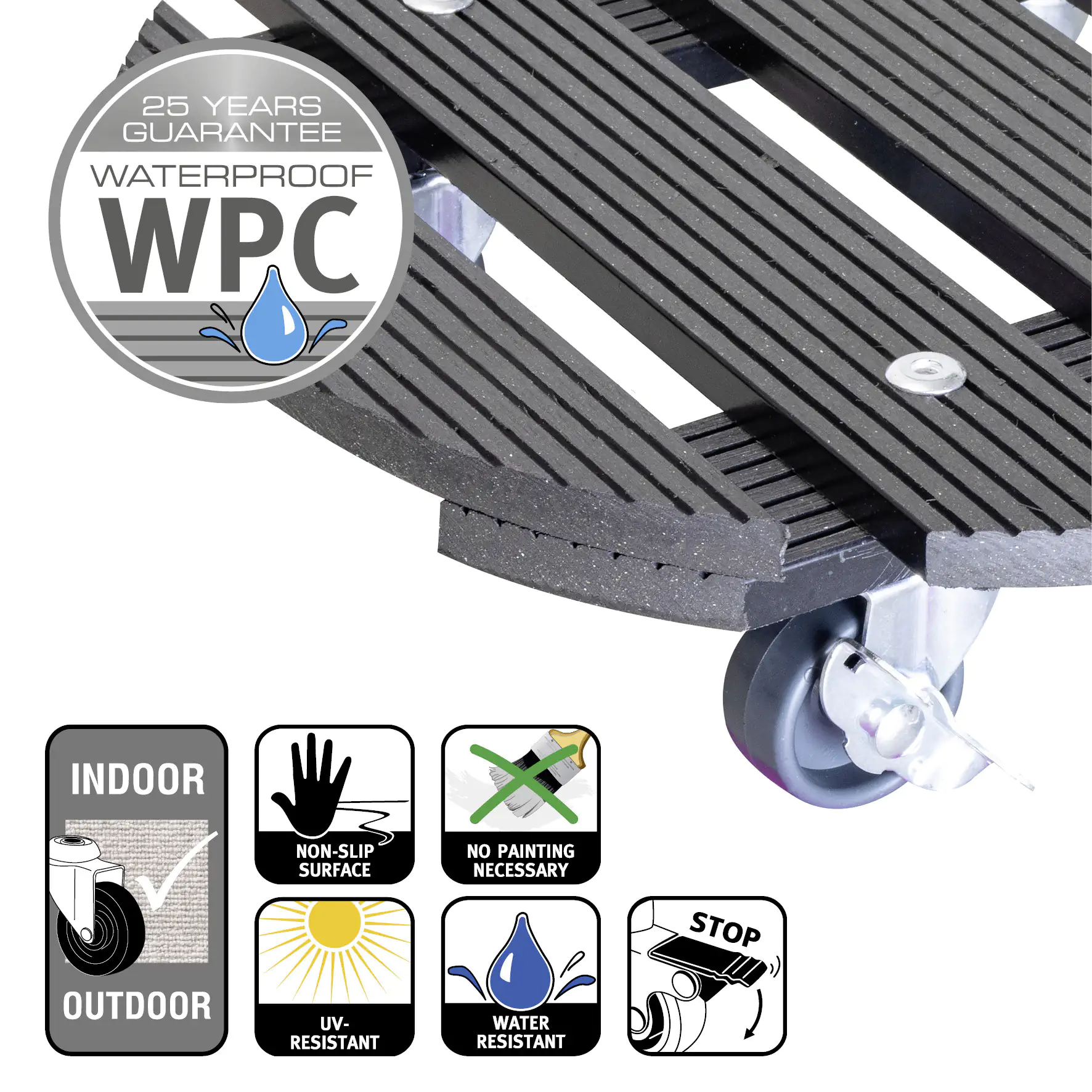 WAGNER Pflanzenroller WPC rund Ø 29 cm Tragkraft bis max. 100 kg WAGNER Pflanzenroller WPC rund Ø 29 cm Tragkraft bis max. 100 kg