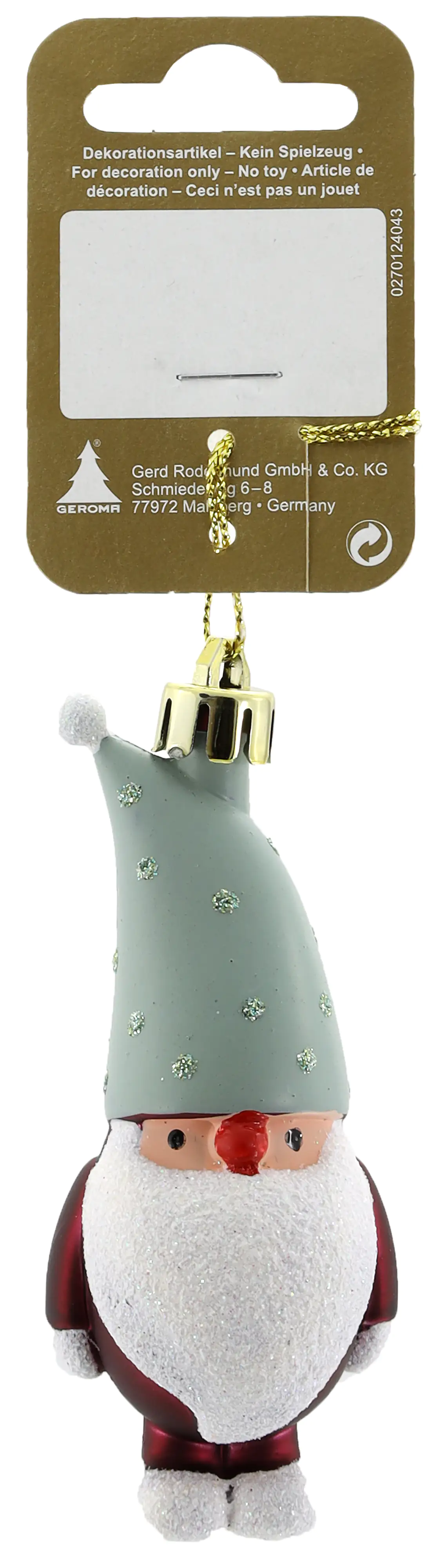 Wichtel zum Hängen grün rot, 9 cm