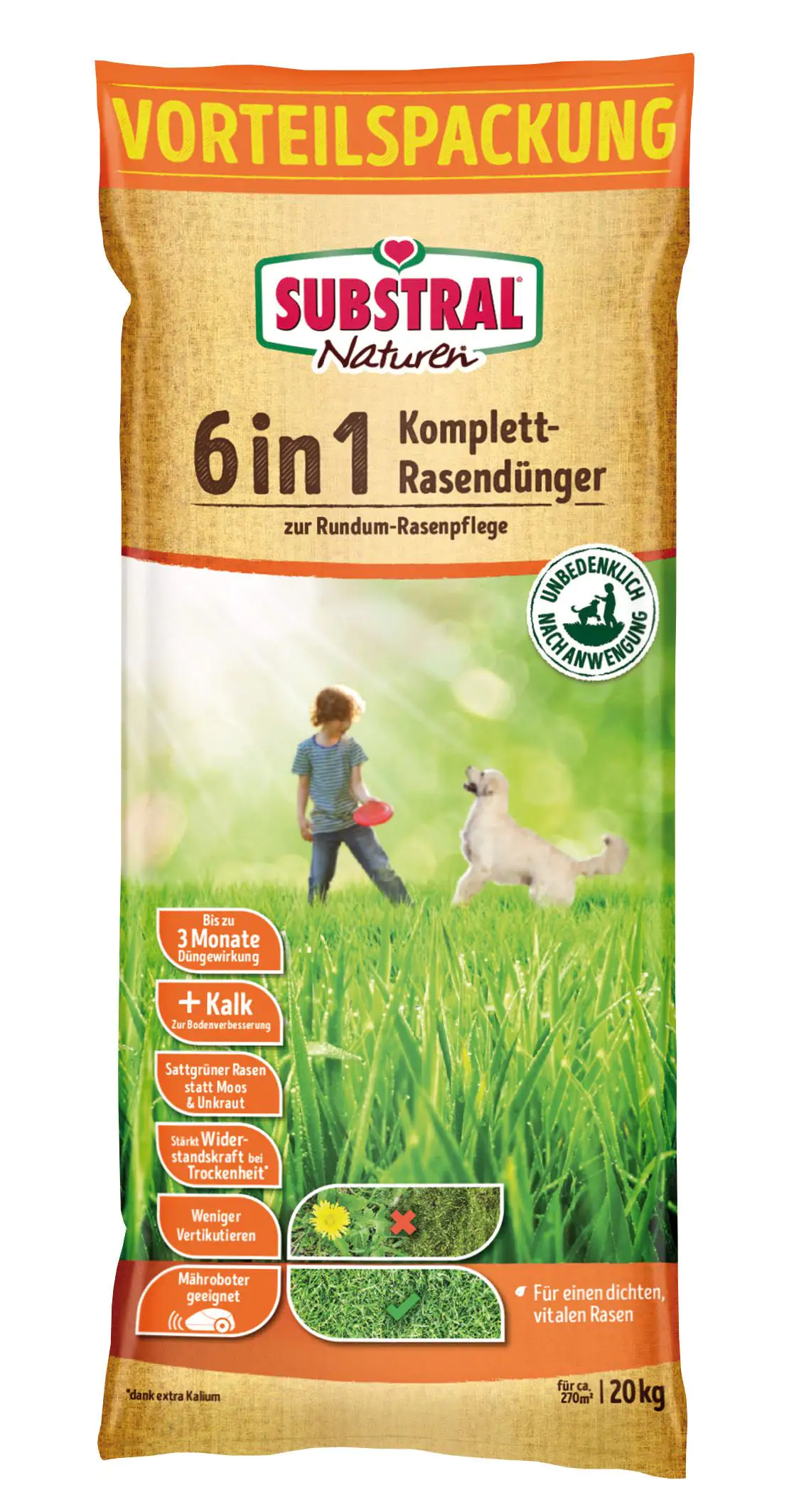 4062700887486 Substral Naturen 6 in 1 Komplett-Rasendünger f. 266 m² 20 kg