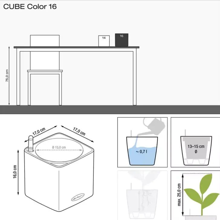 Lechuza Pflanzgefäß Cube Color 16 schiefergrau Lechuza Pflanzgefäß Cube Color 16 schiefergrau