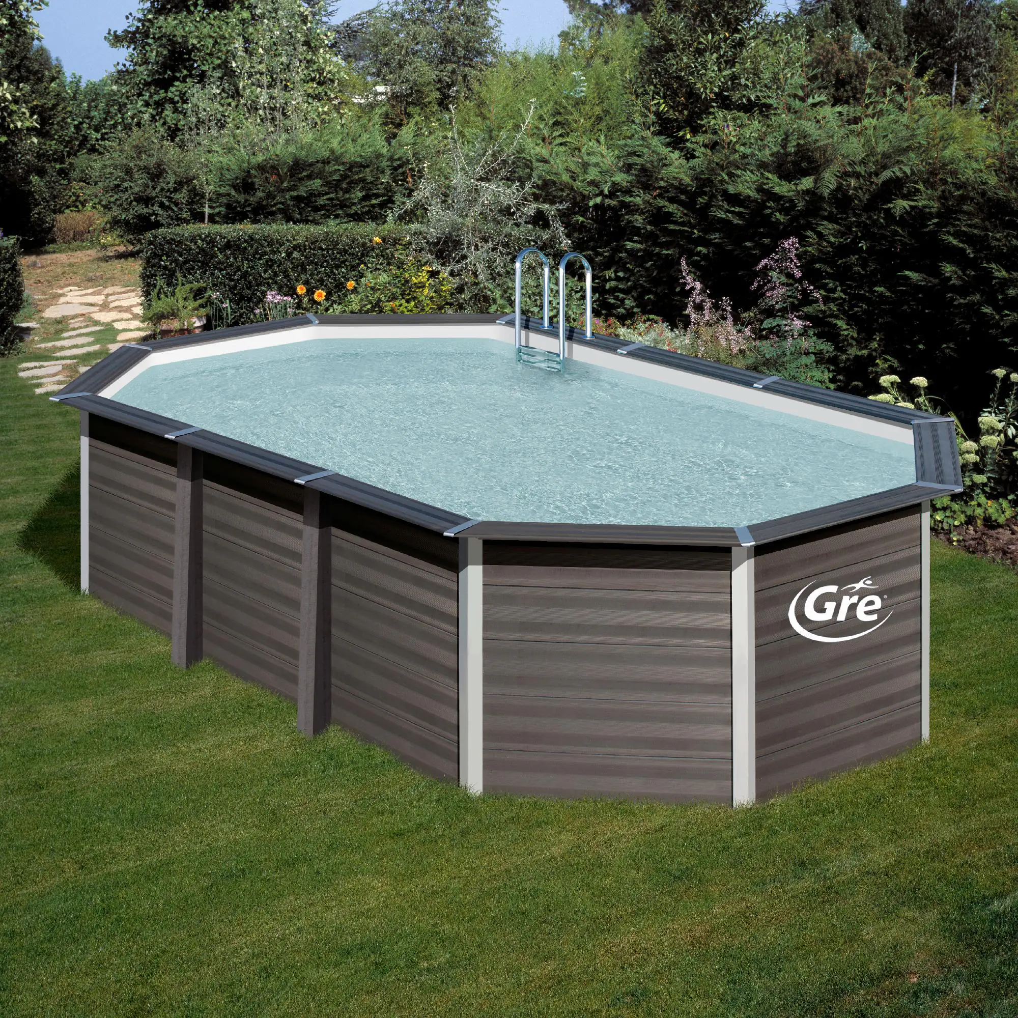 Gre Composite Pool oval grau 664 x 386 x 150 cm Gre Composite Pool oval grau 664 x 386 x 150 cm