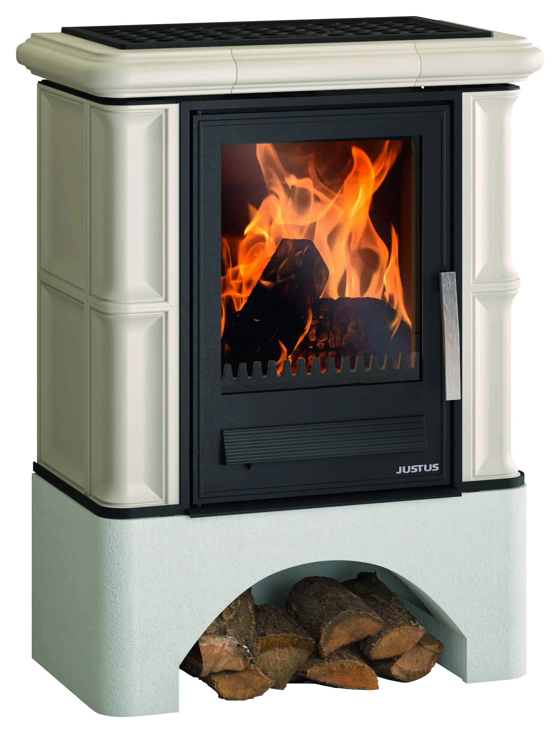 Justus Kaminofen Bavaria ahornweiß inkl. Sockel 7 kW