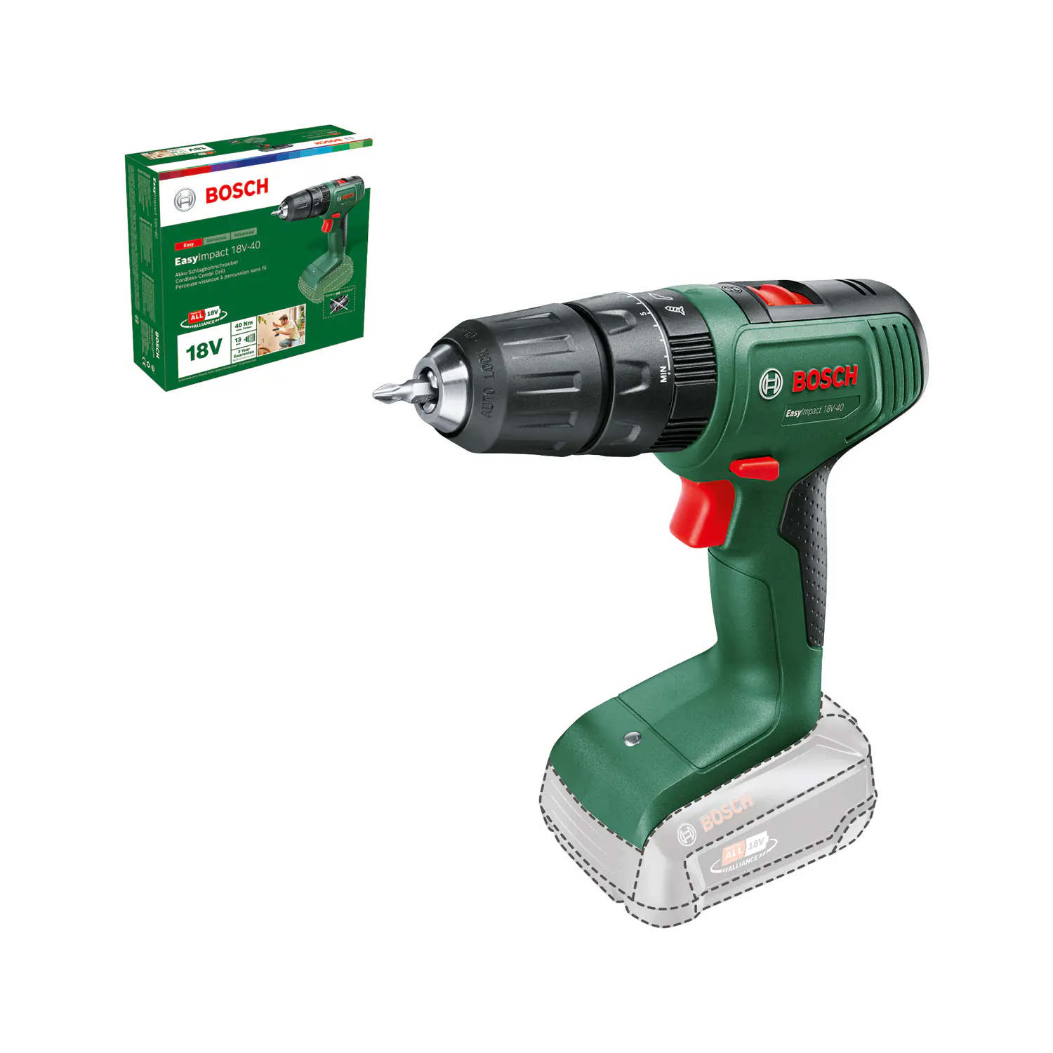 Bosch Akku-Schlagbohrmaschine EasyImpact 18V-40 Solo Bosch Akku-Schlagbohrmaschine EasyImpact 18V-40 Solo