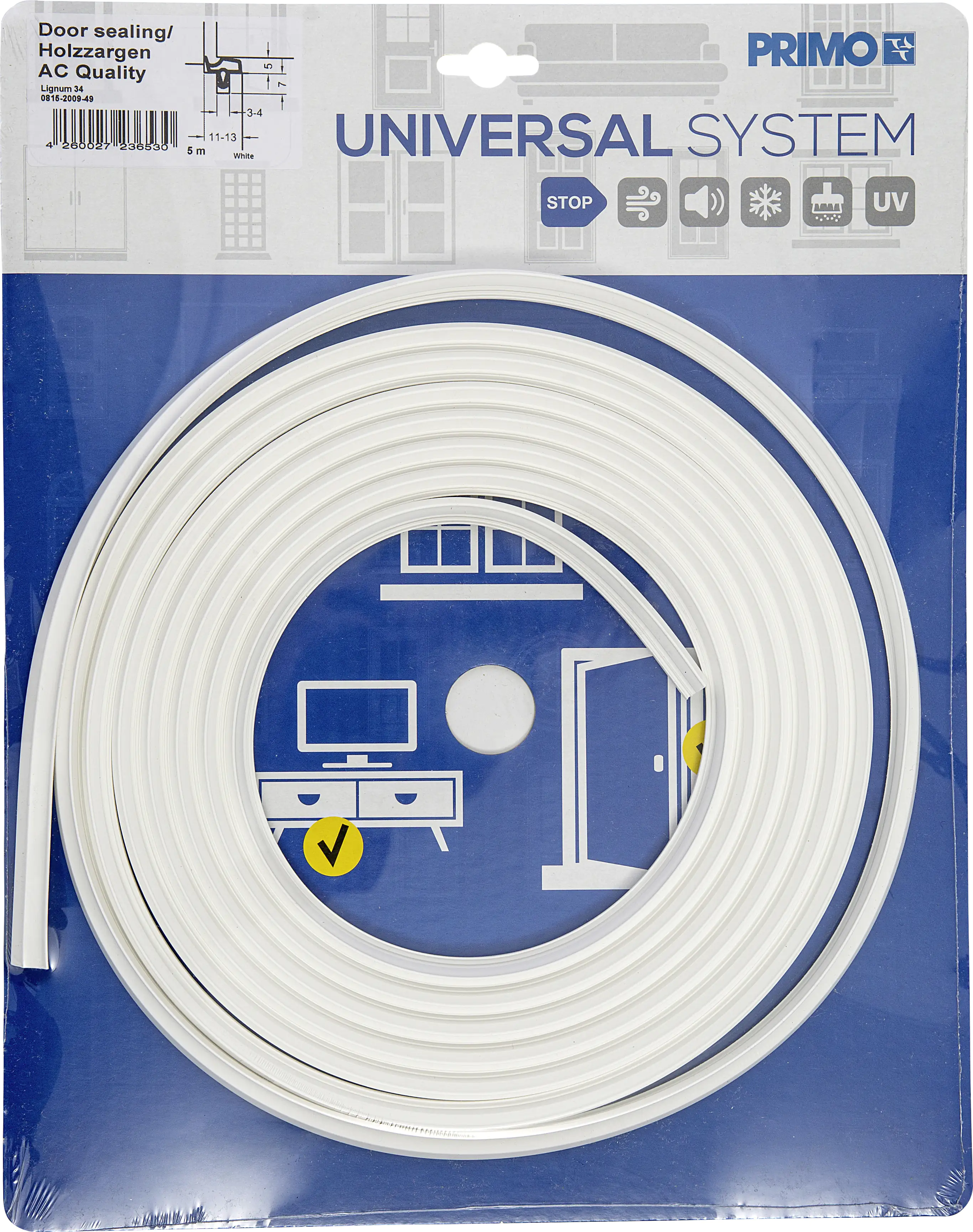 Primo Universaldichtung Holzzarge Lignum 34AC weiß 5 Meter Primo Universaldichtung Holzzarge Lignum 34AC weiß 5 Meter