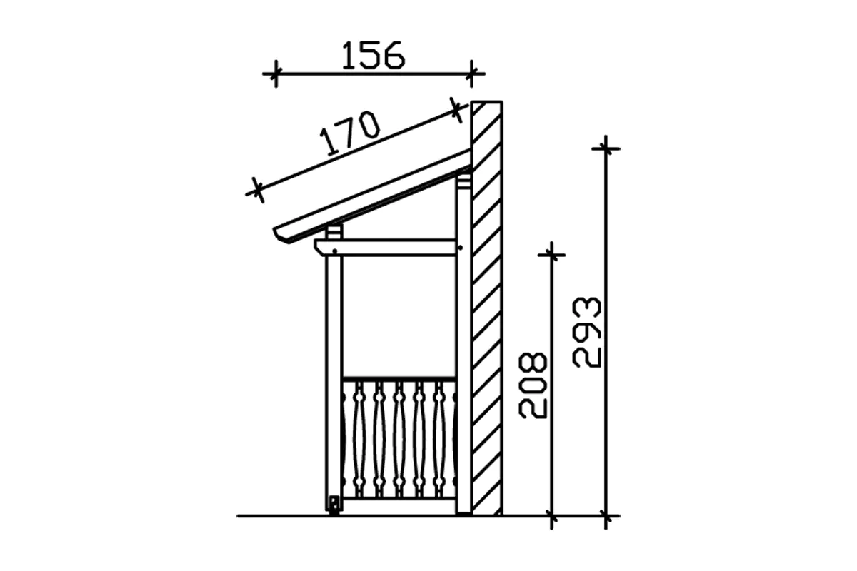 SKAN HOLZ Vordach Paderborn Typ 6 336 x 156 cm, lasiert in Eiche hell