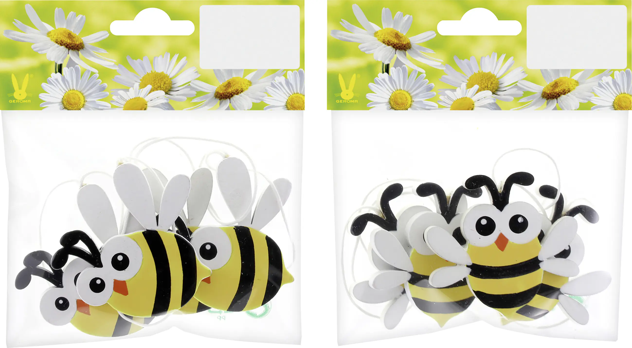 Dekobienen zum Hängen Holz 4 Stück schwarz gelb