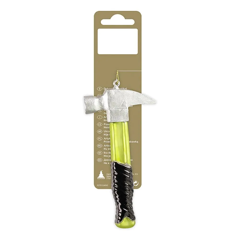 Christbaumschmuck Hammer Glas 13 cm schwarz gelb  Christbaumschmuck Hammer Glas 13 cm schwarz gelb