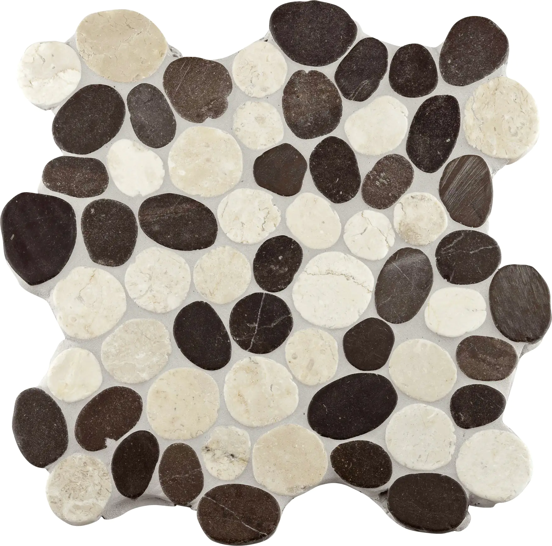 Mosaikfliese Marmor Kiesel 30 x 30 cm weiß-grau Mosaikfliese Marmor Kiesel 30 x 30 cm weiß-grau