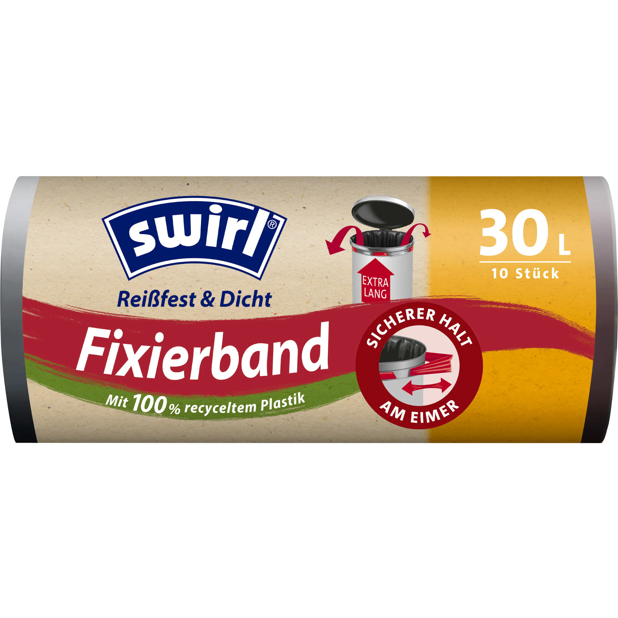 Swirl® Fixierband-Müllbeutel XL 30 L Reißfest & Dicht